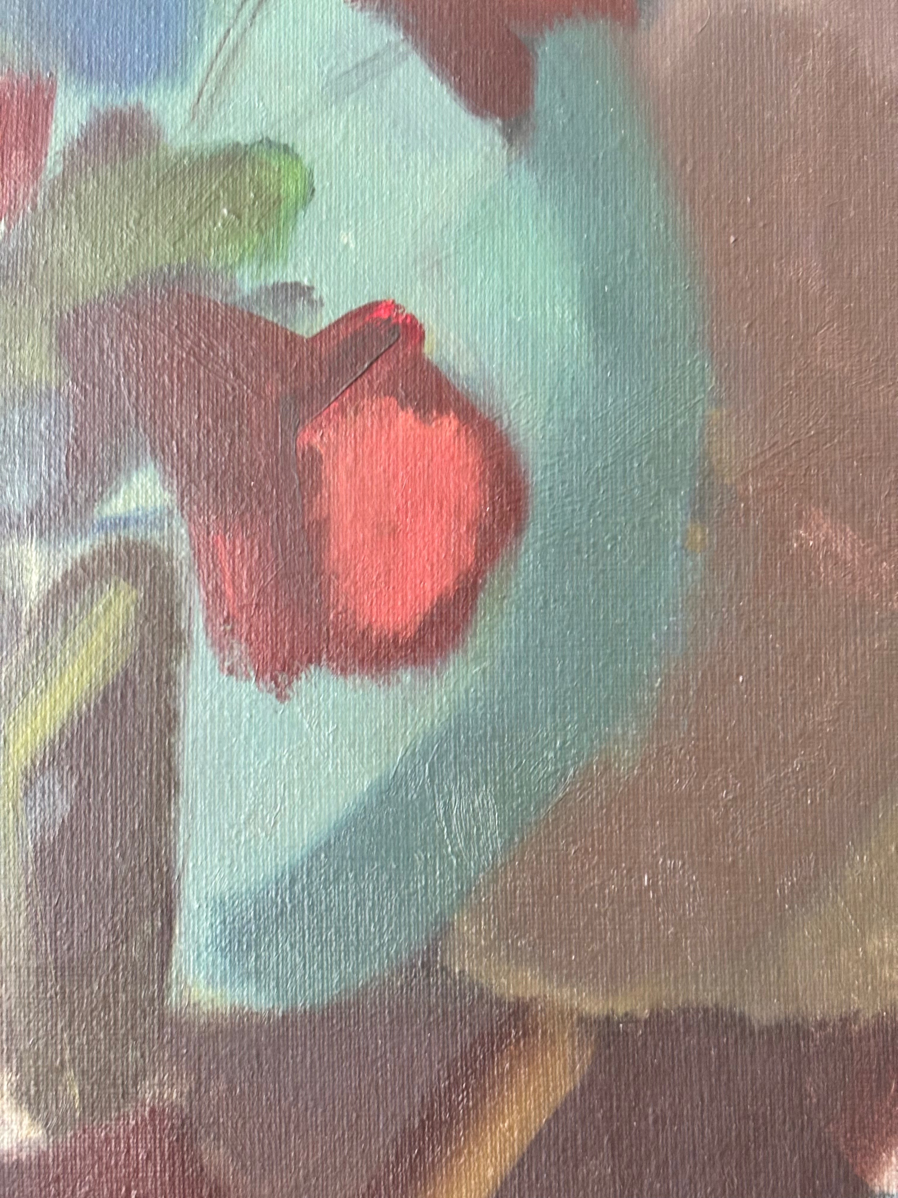 Red Flowers in a Glass Jar