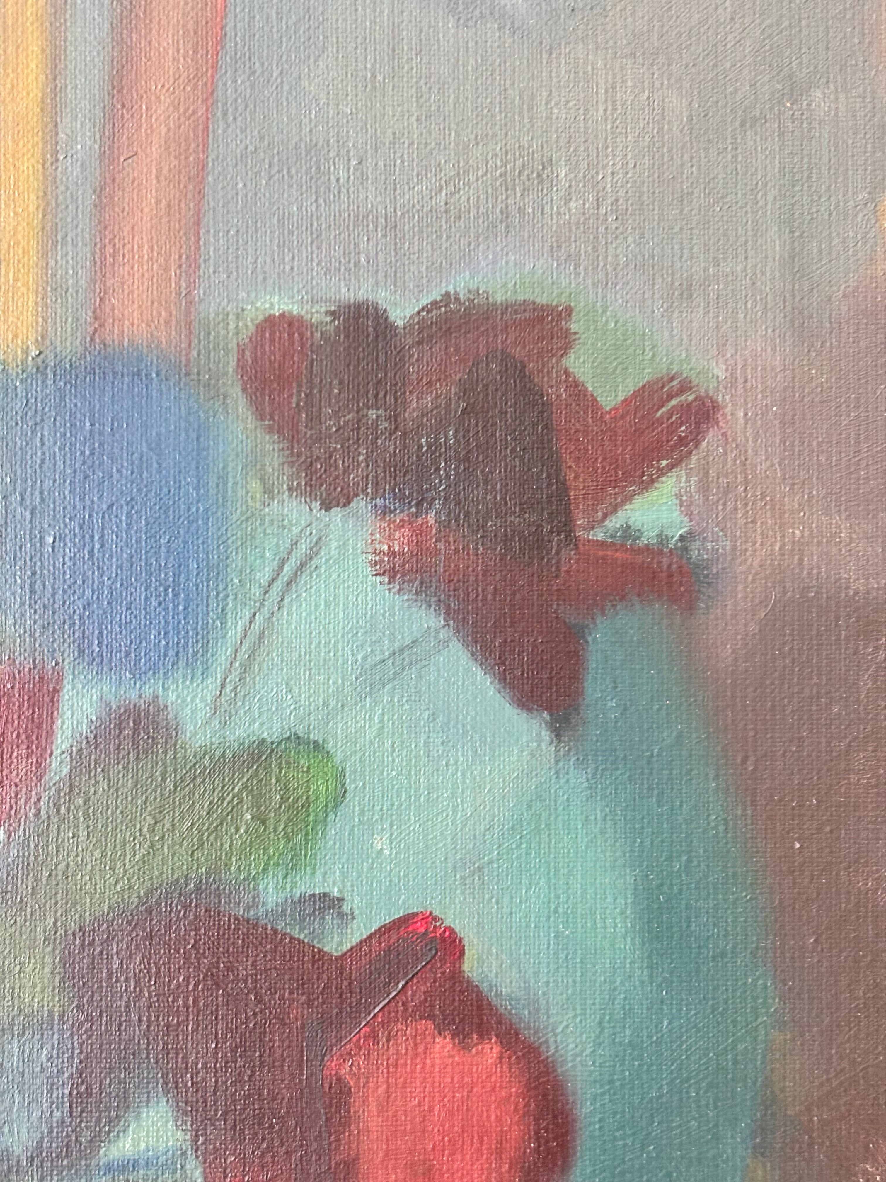 Red Flowers in a Glass Jar
