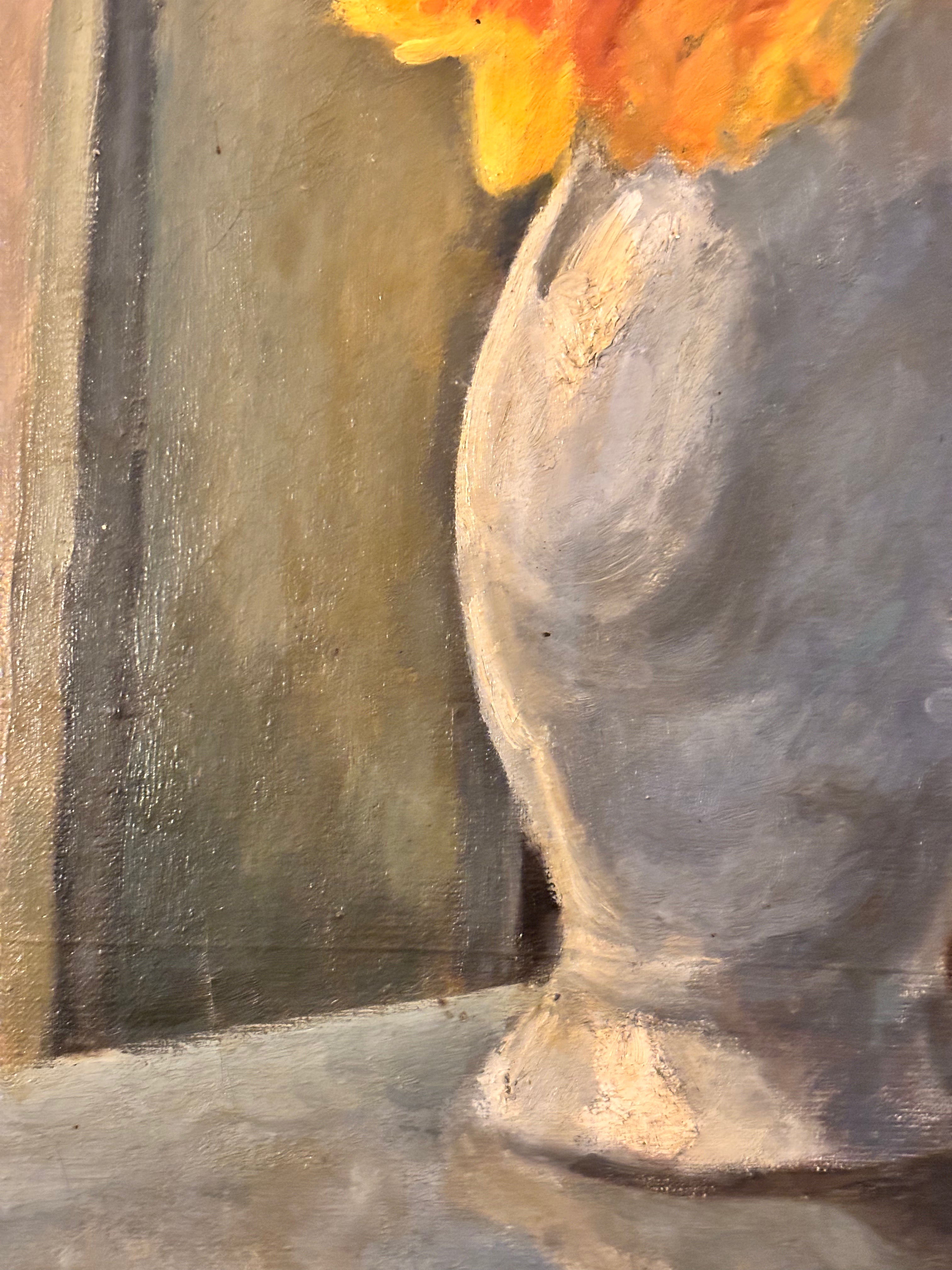 Dahlias in a White Jug