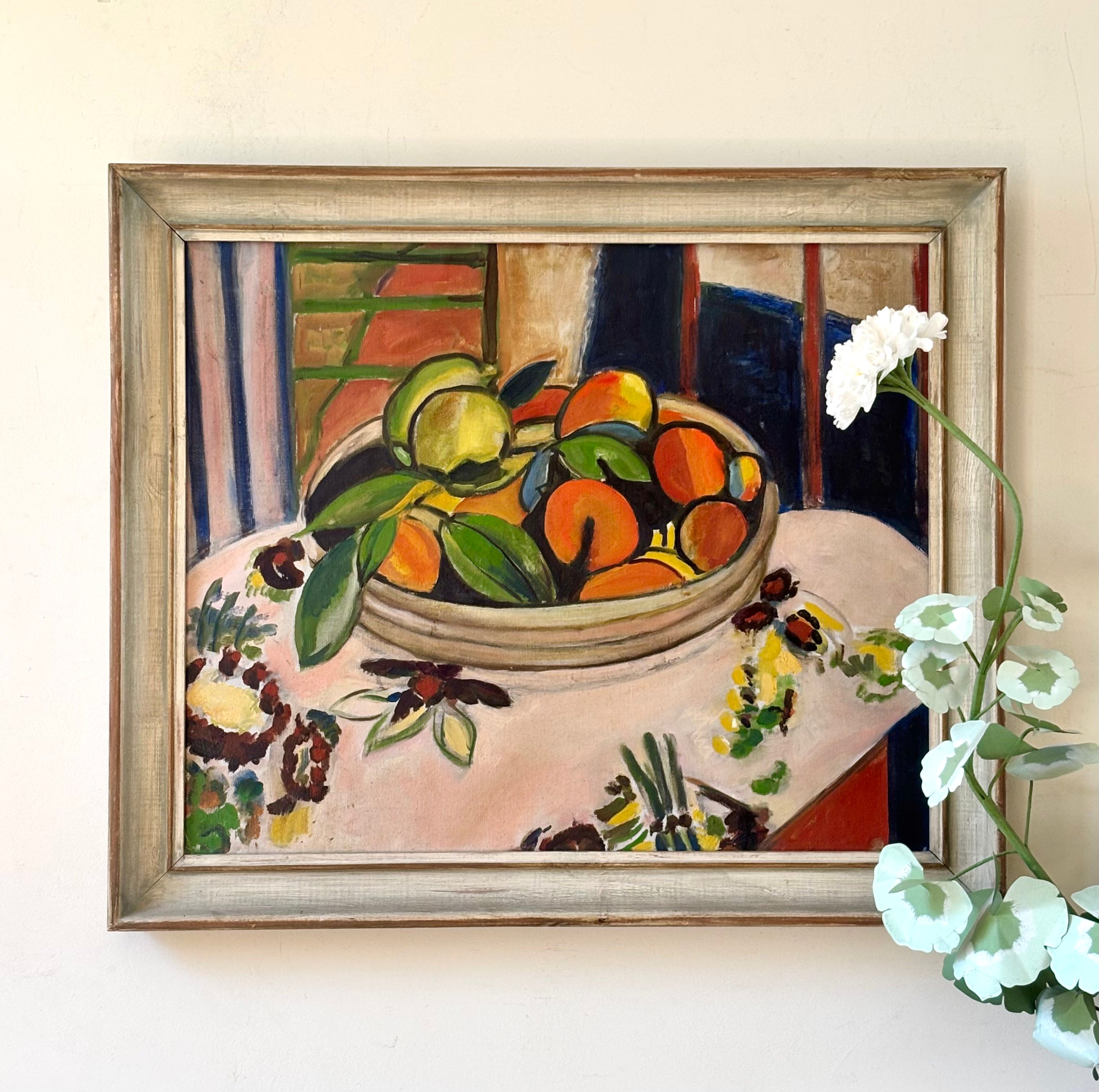 Fruit on a Patterned Tablecloth