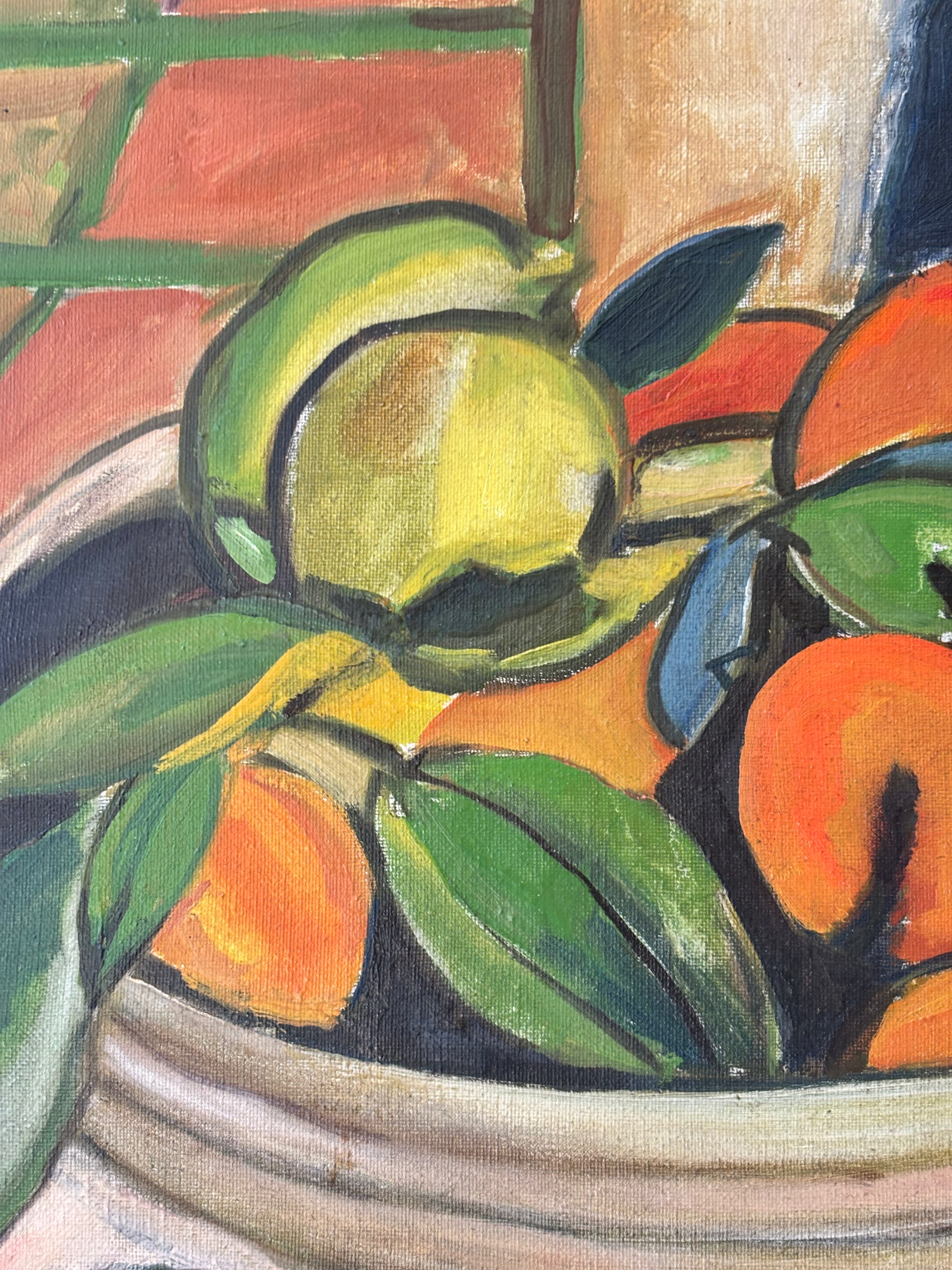 Fruit on a Patterned Tablecloth