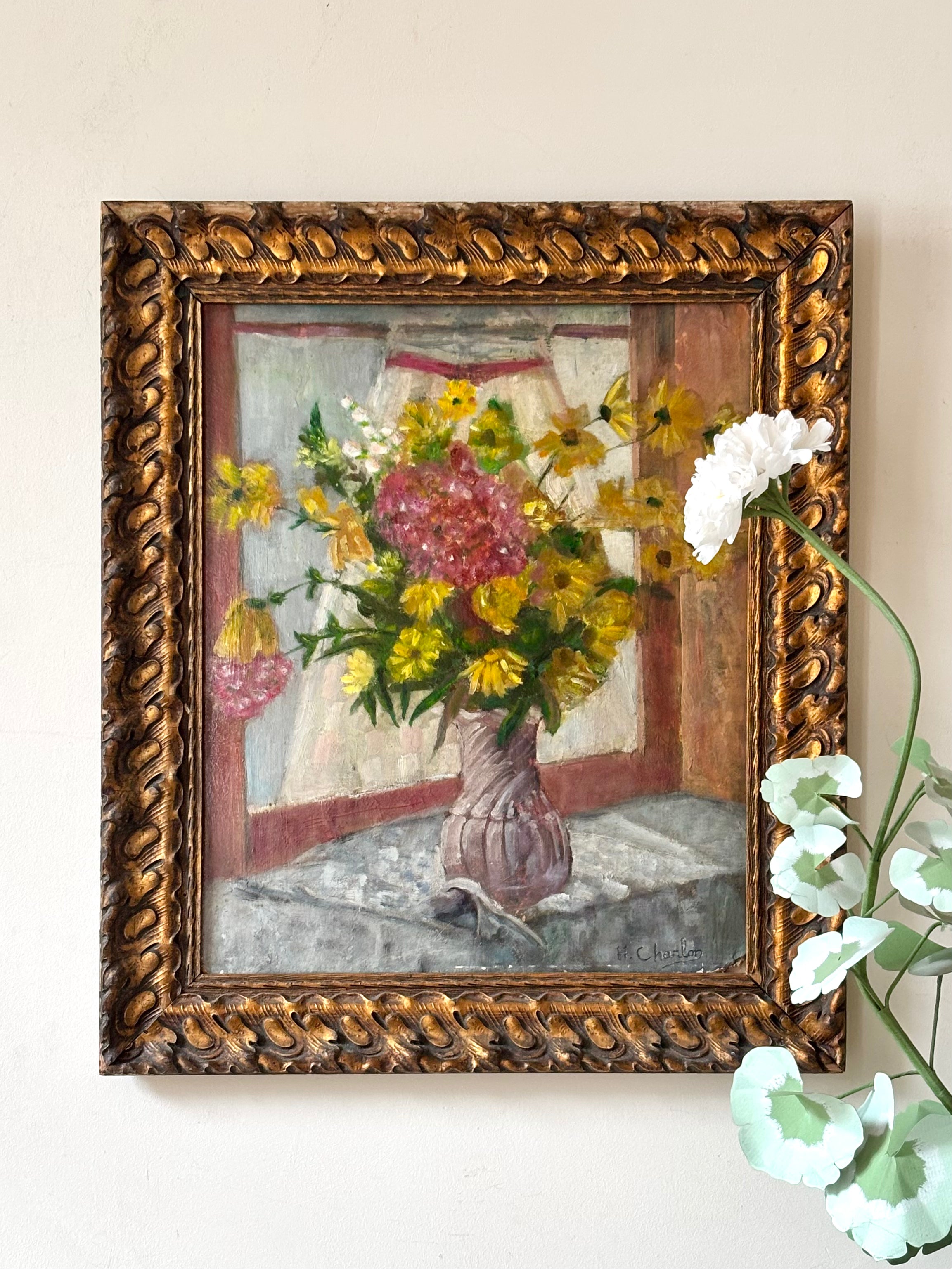 Yellow Flowers on a Blue Tablecloth