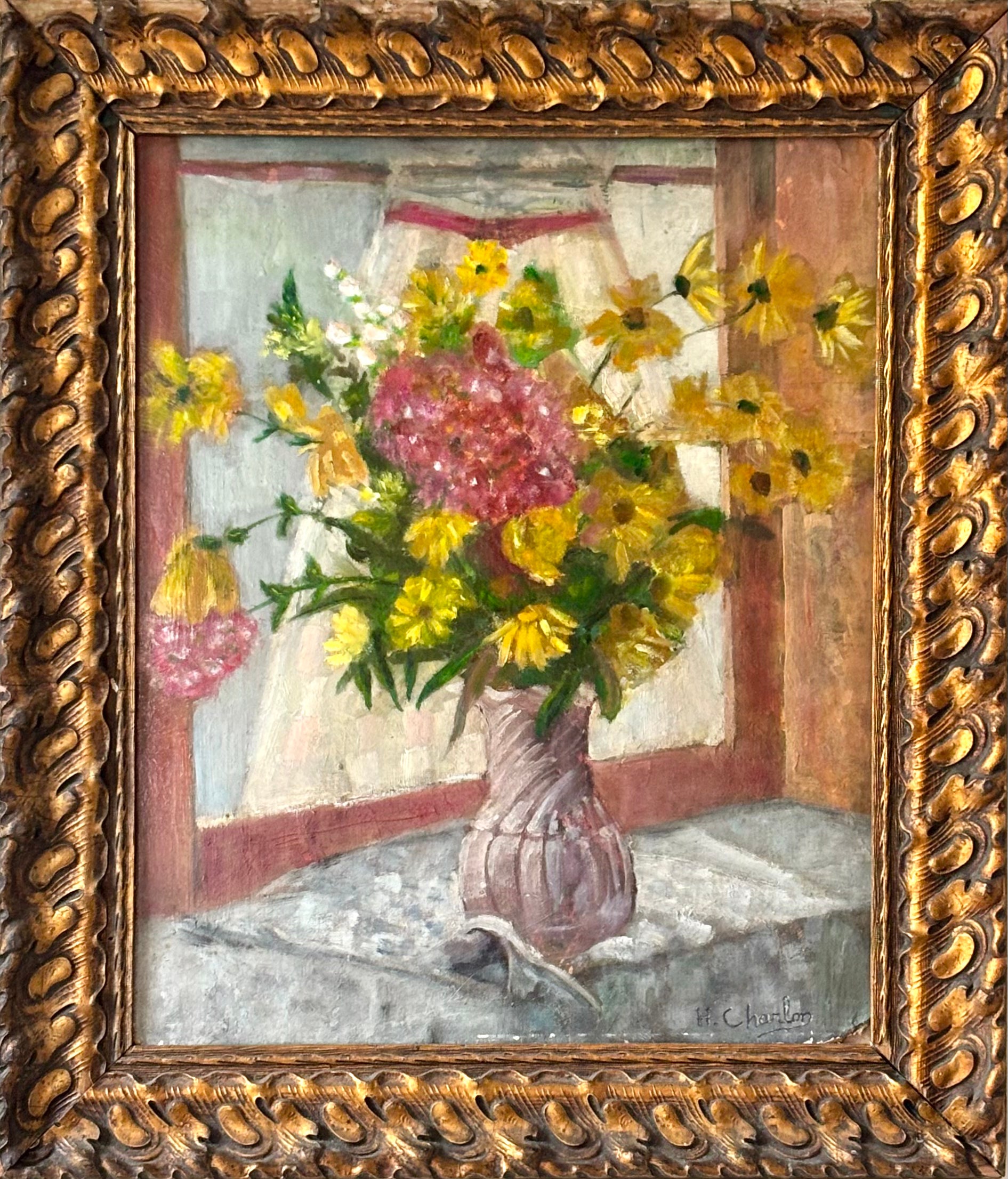 Yellow Flowers on a Blue Tablecloth