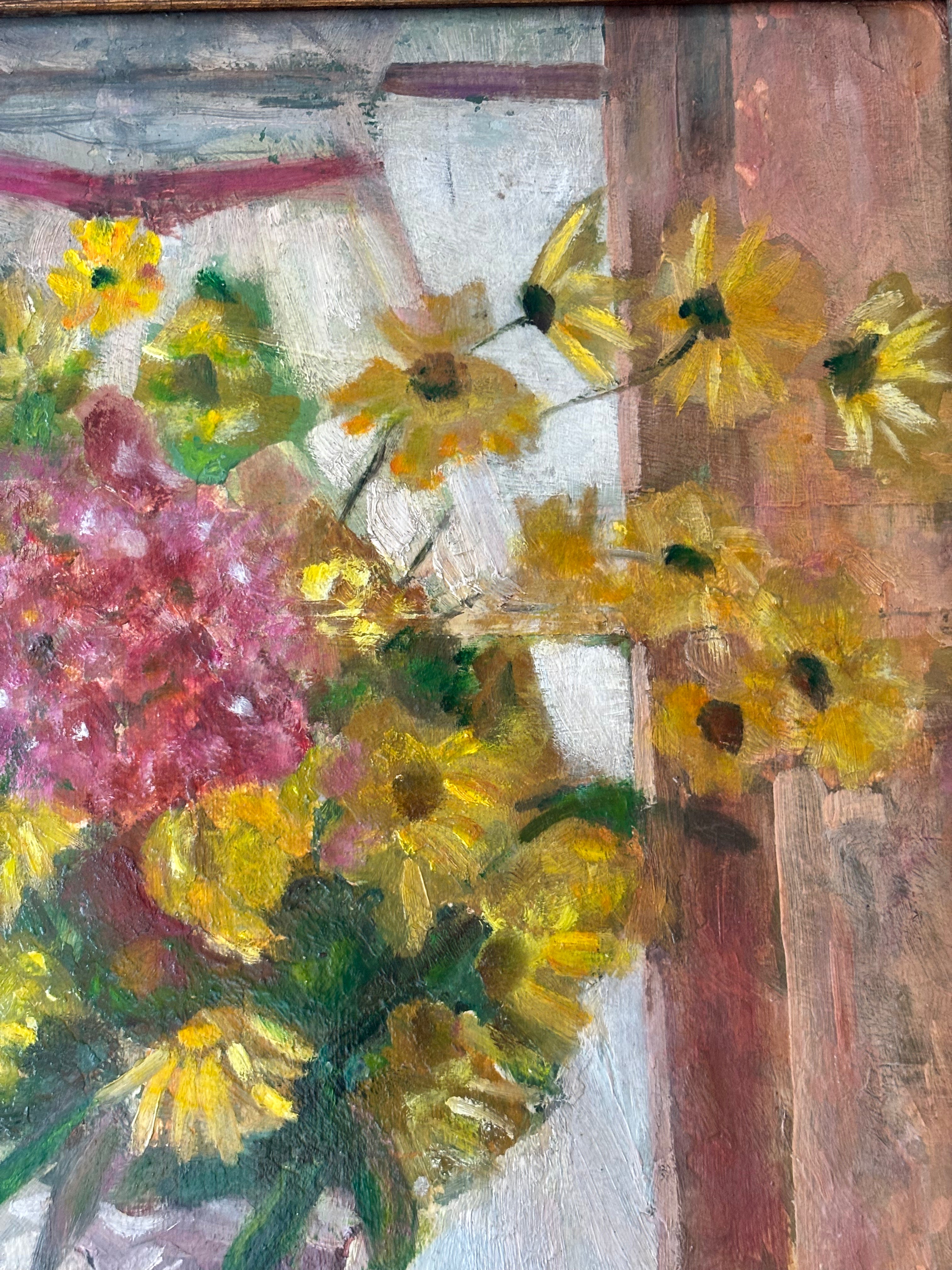 Yellow Flowers on a Blue Tablecloth