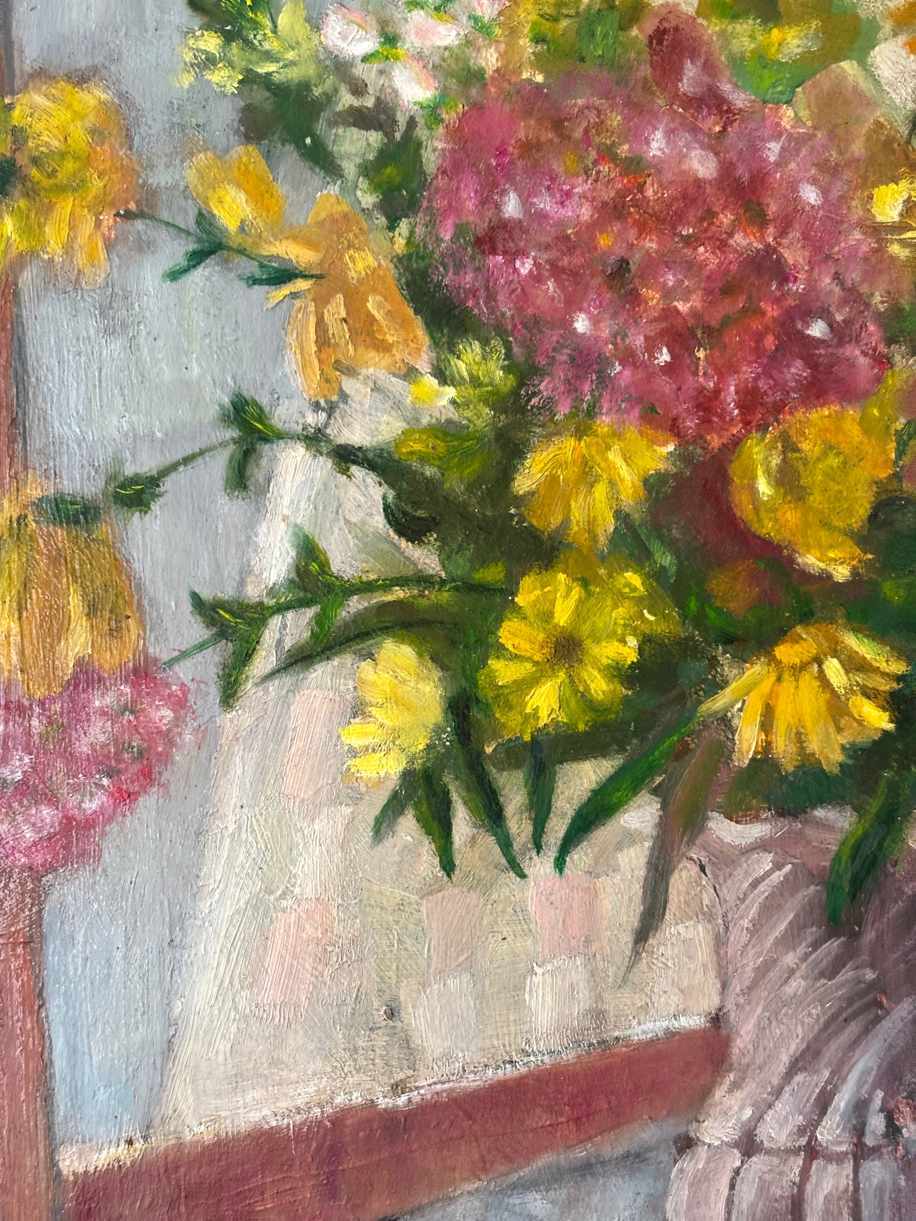 Yellow Flowers on a Blue Tablecloth