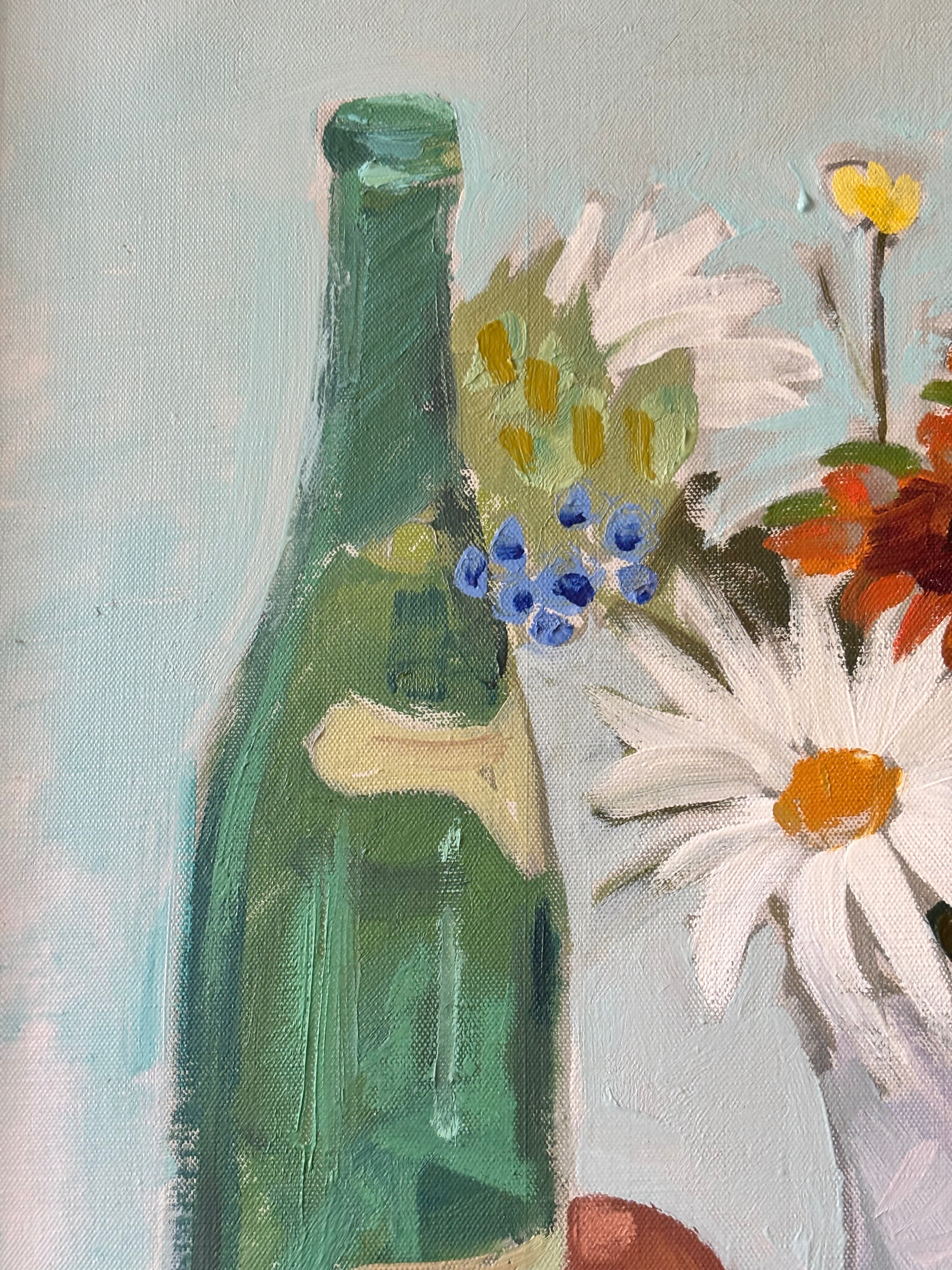 Flowers and Wine Bottle