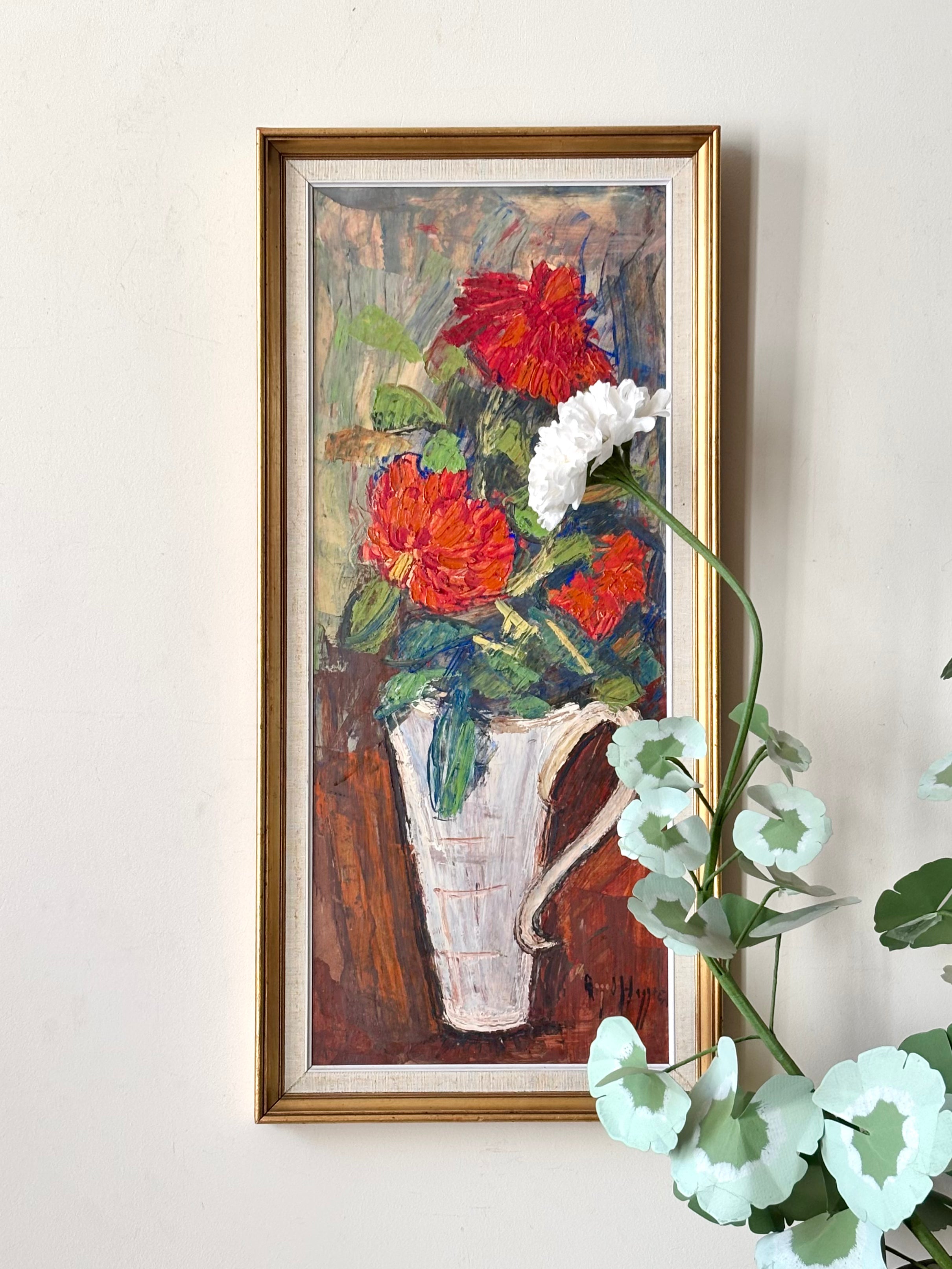 Red Roses in White Jug