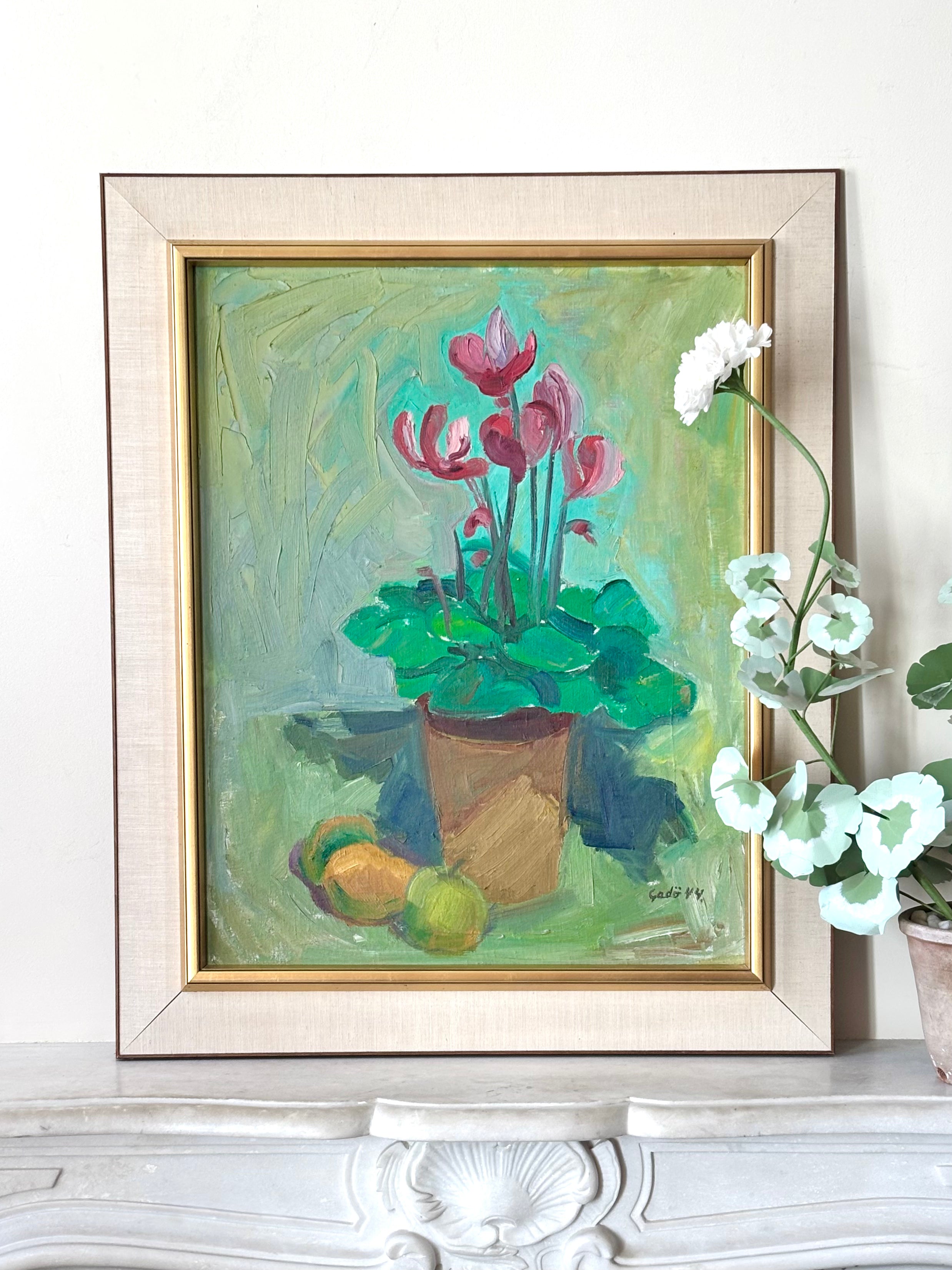 Deep Pink Cyclamen on Green