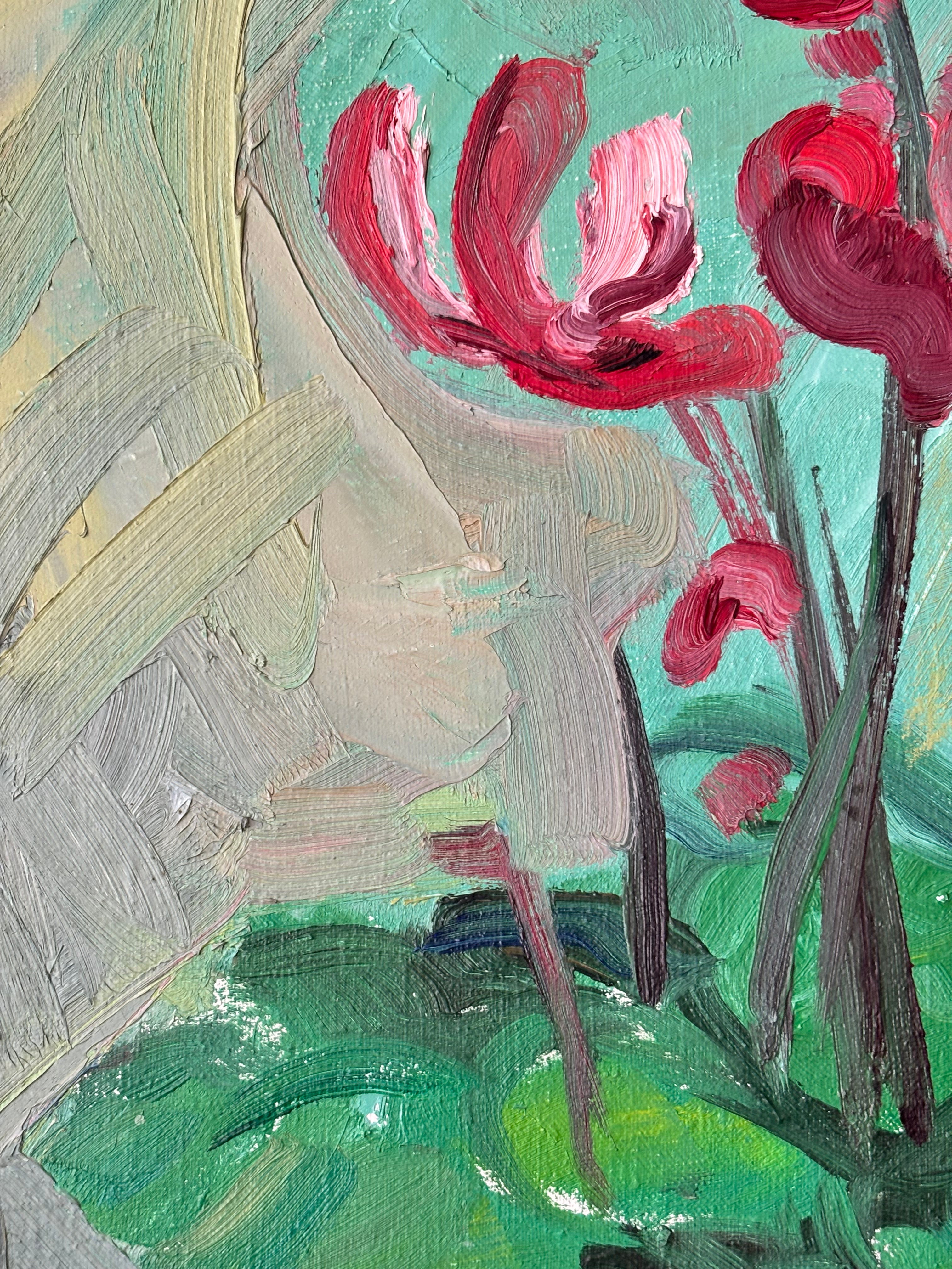 Deep Pink Cyclamen on Green