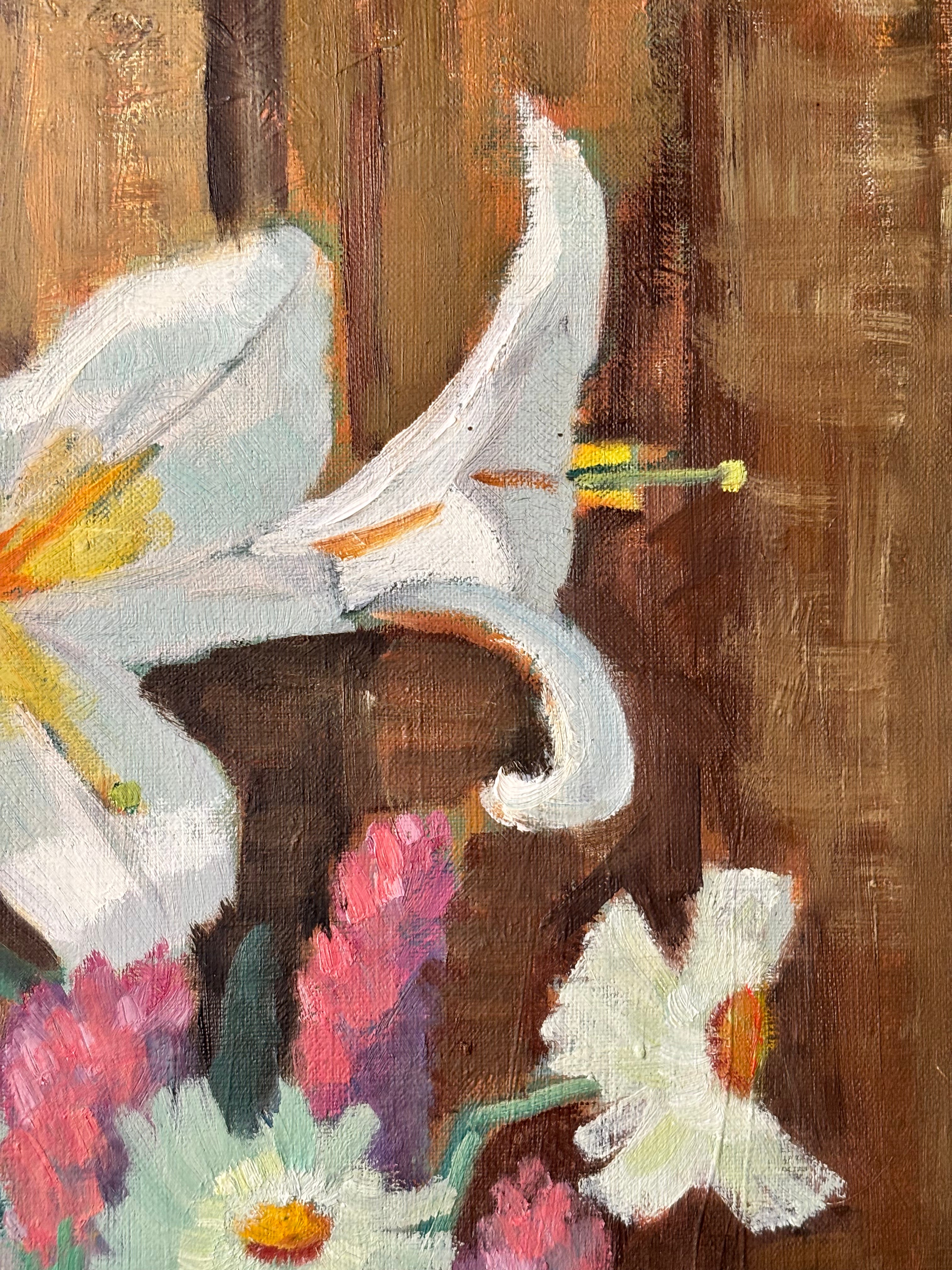 White Flowers in a Blue Jug