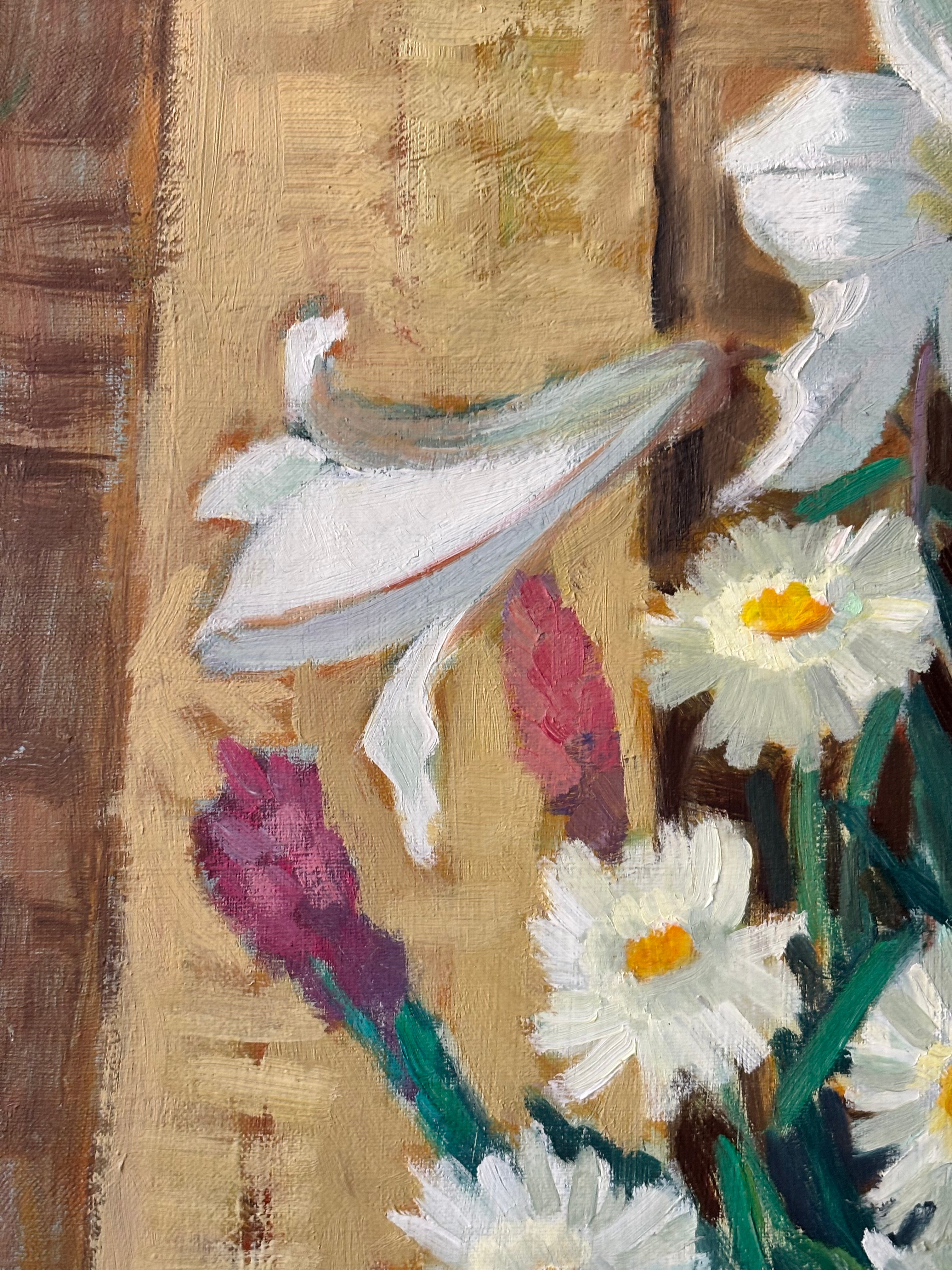 White Flowers in a Blue Jug