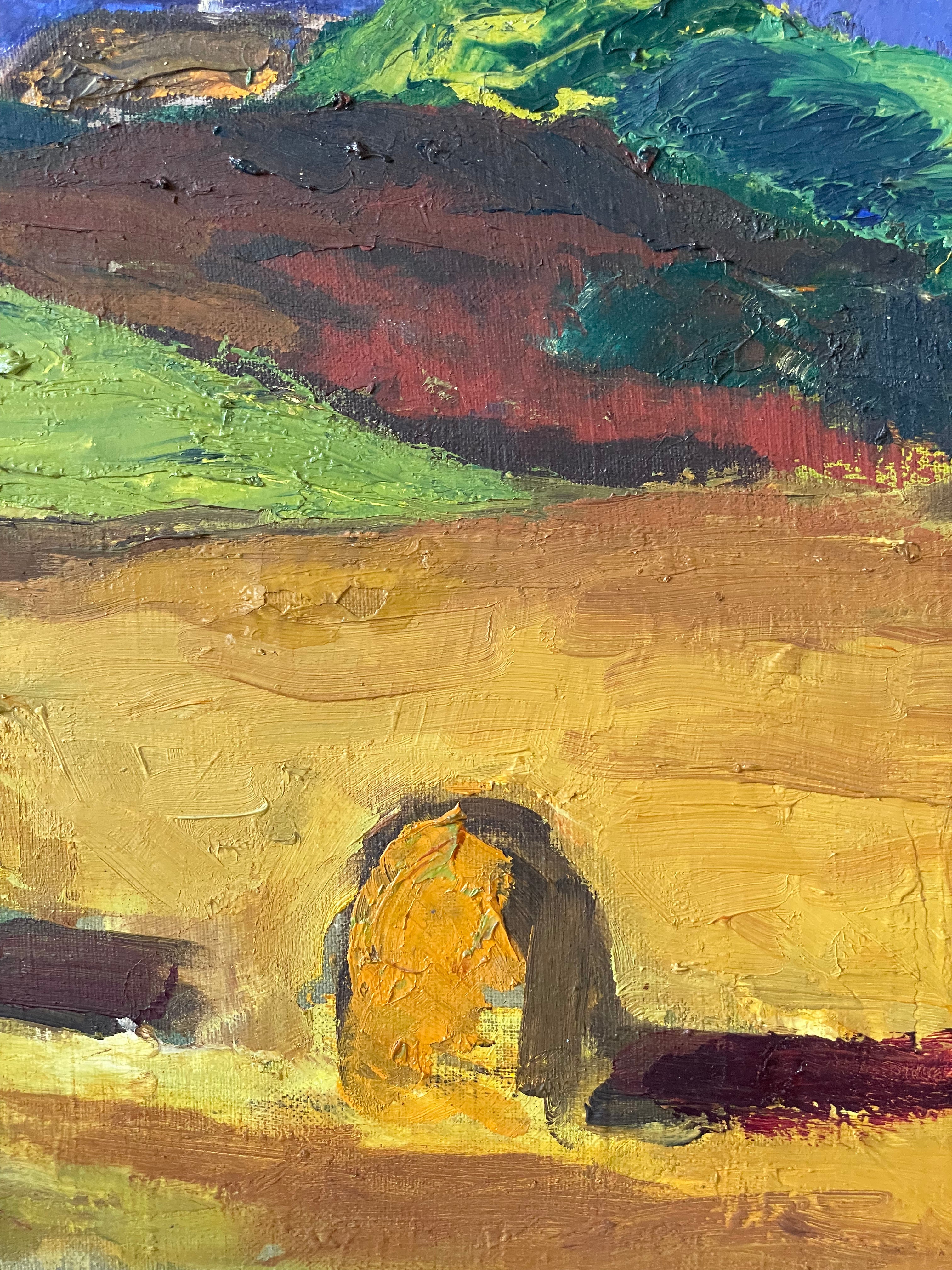 Haystacks under a Deep Blue Sky