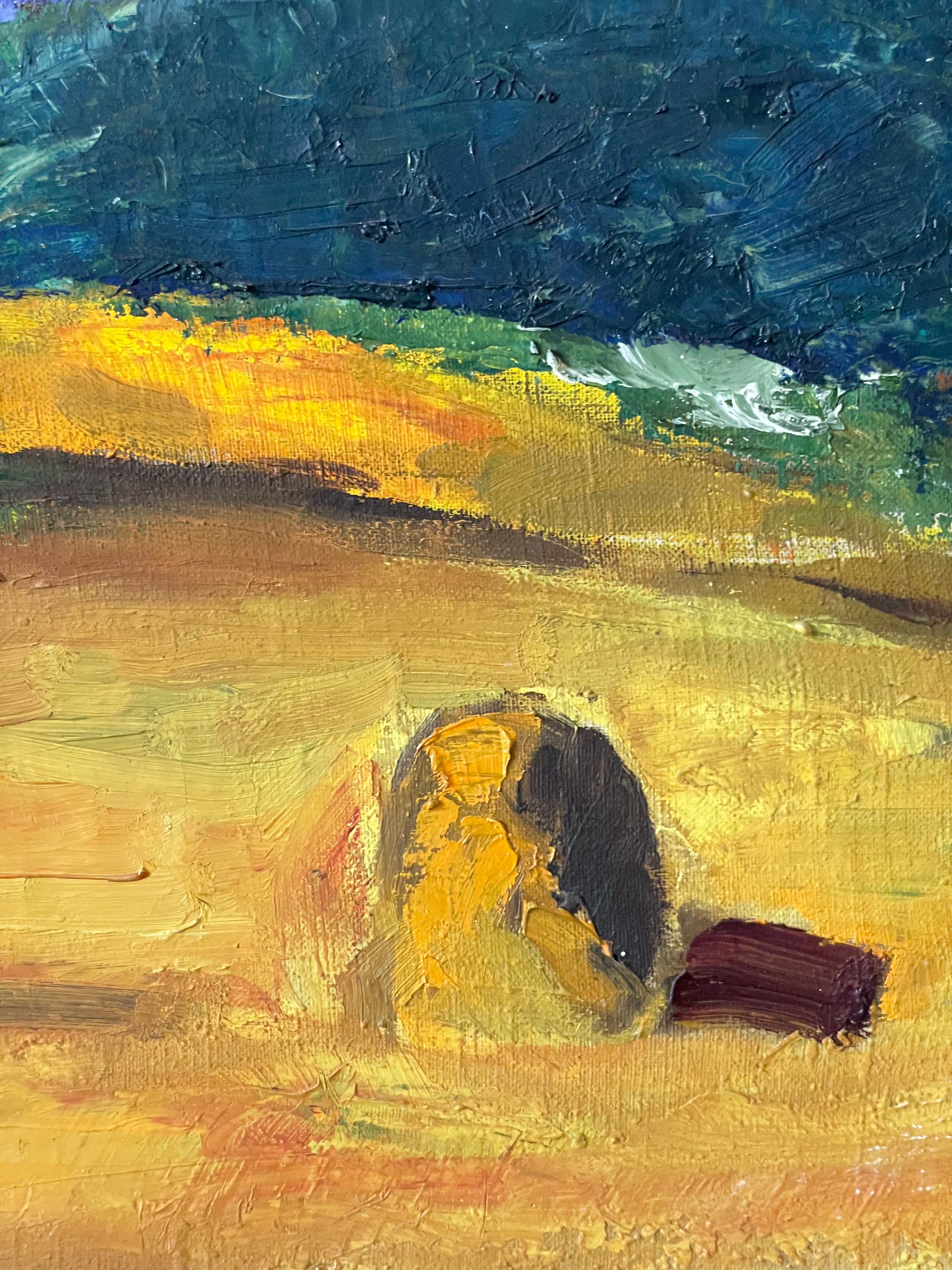 Haystacks under a Deep Blue Sky