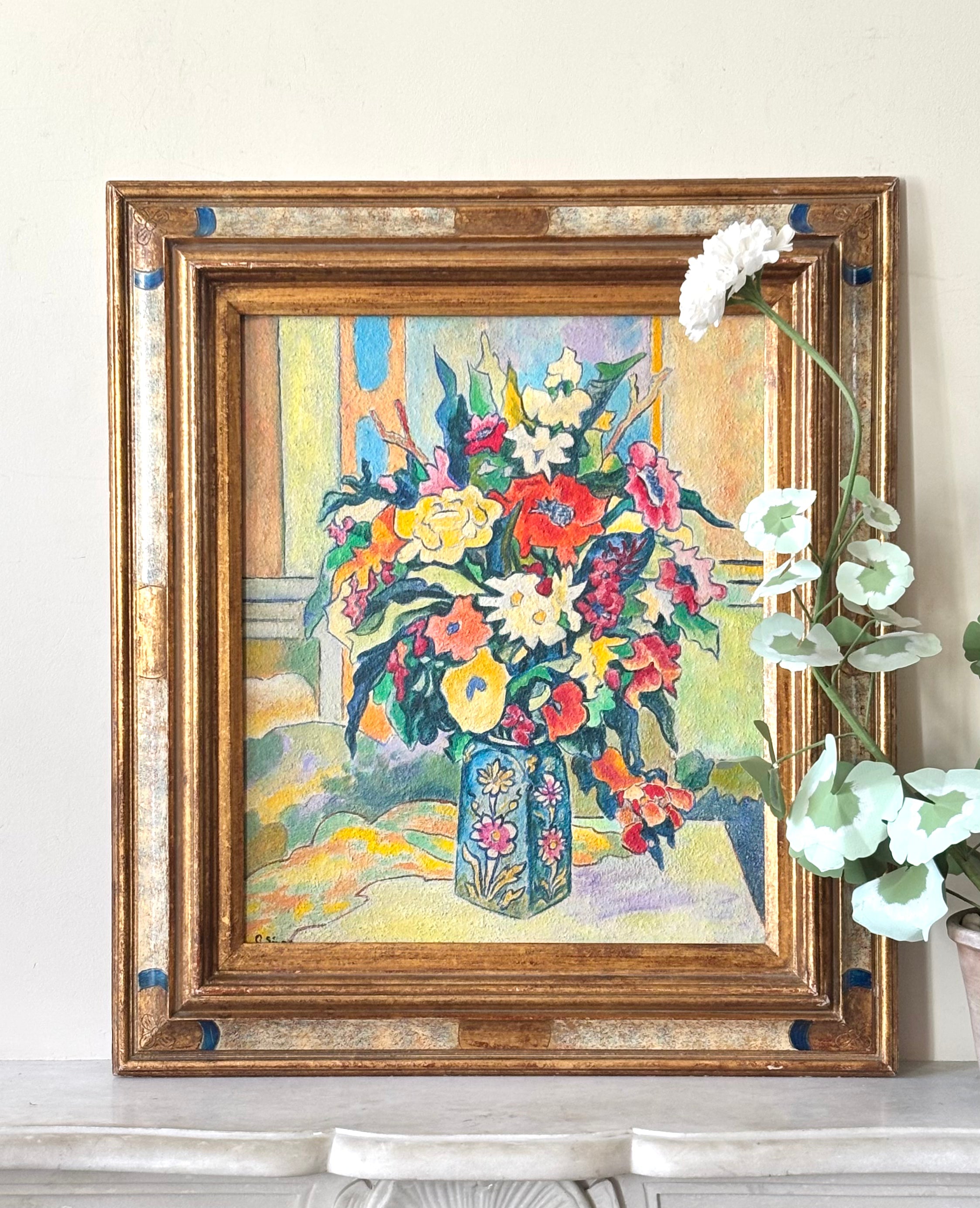 Bright Flowers in a Longwy Vase