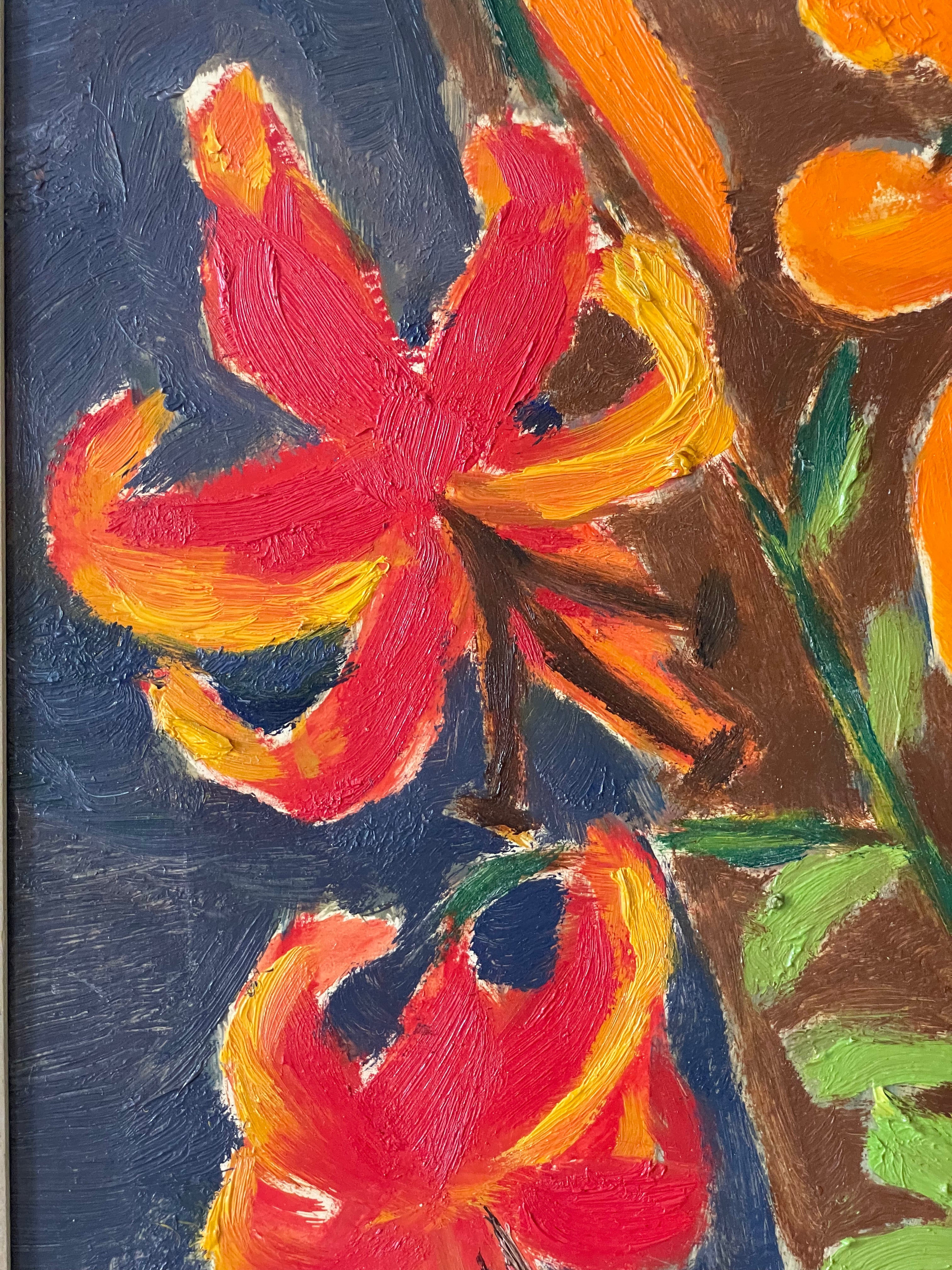 Orange Lilies in a Red Vase