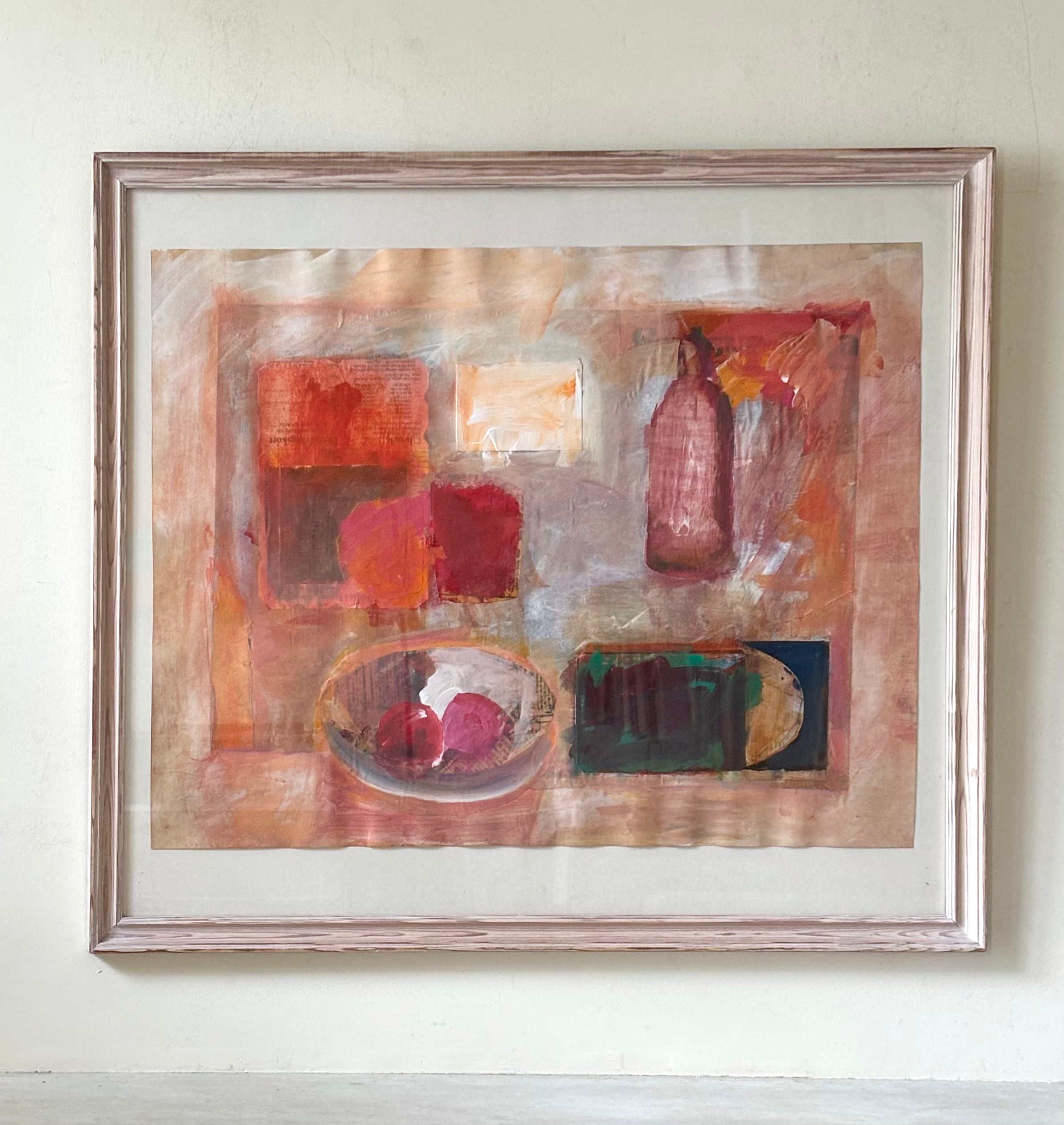 Pink Abstract with Wine Bottle