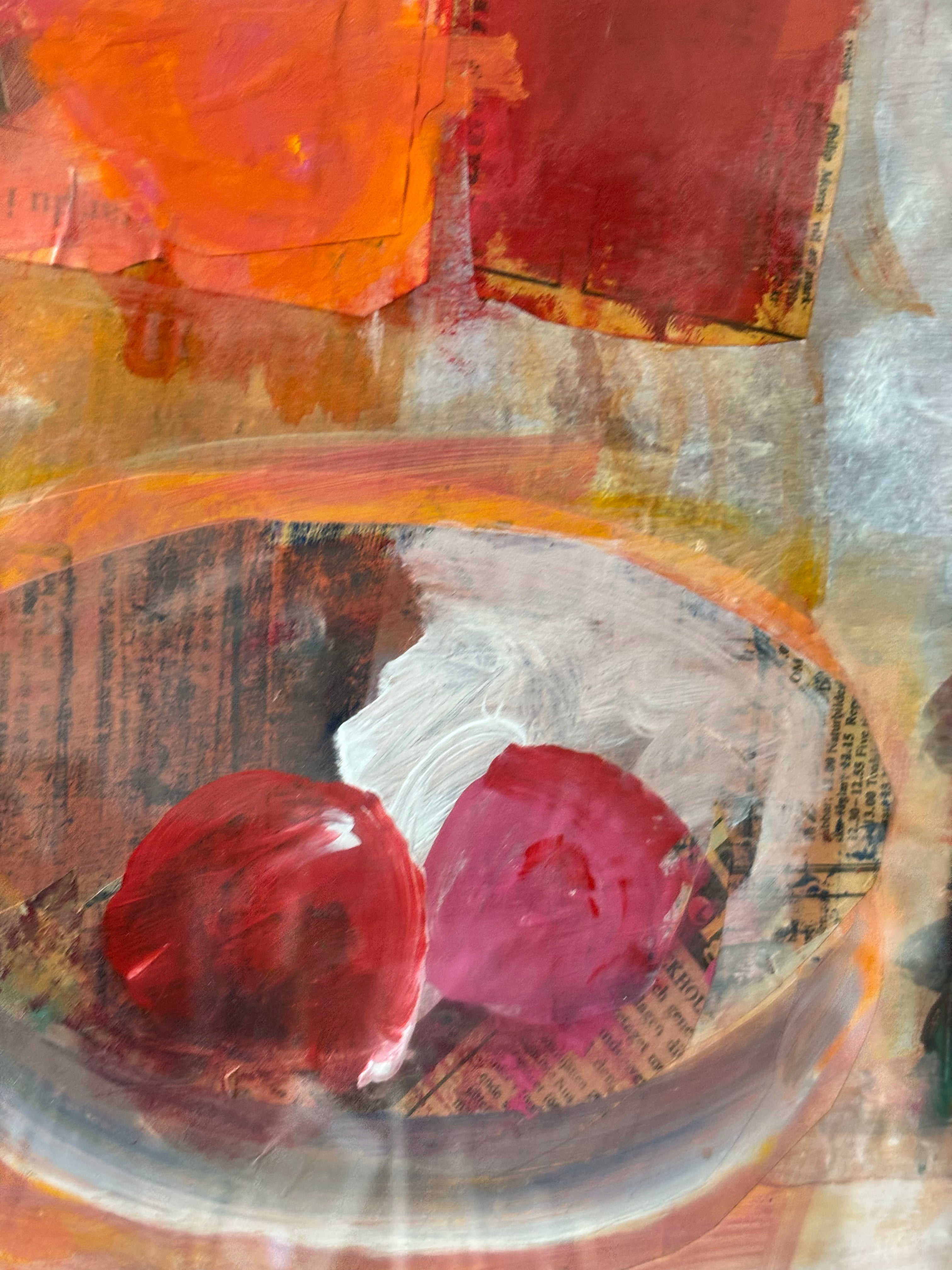 Pink Abstract with Wine Bottle