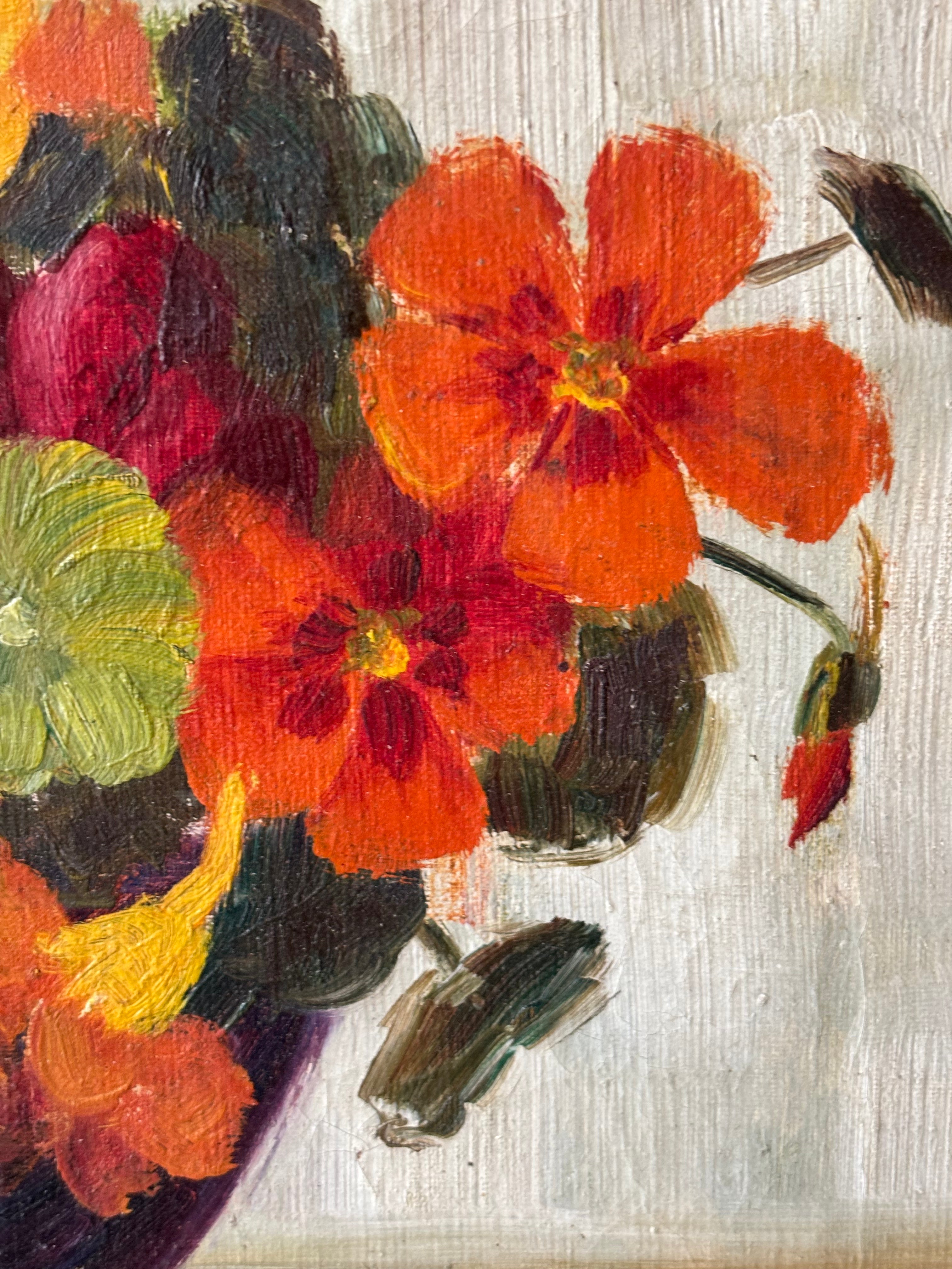 Nasturtiums in a Blue Bowl