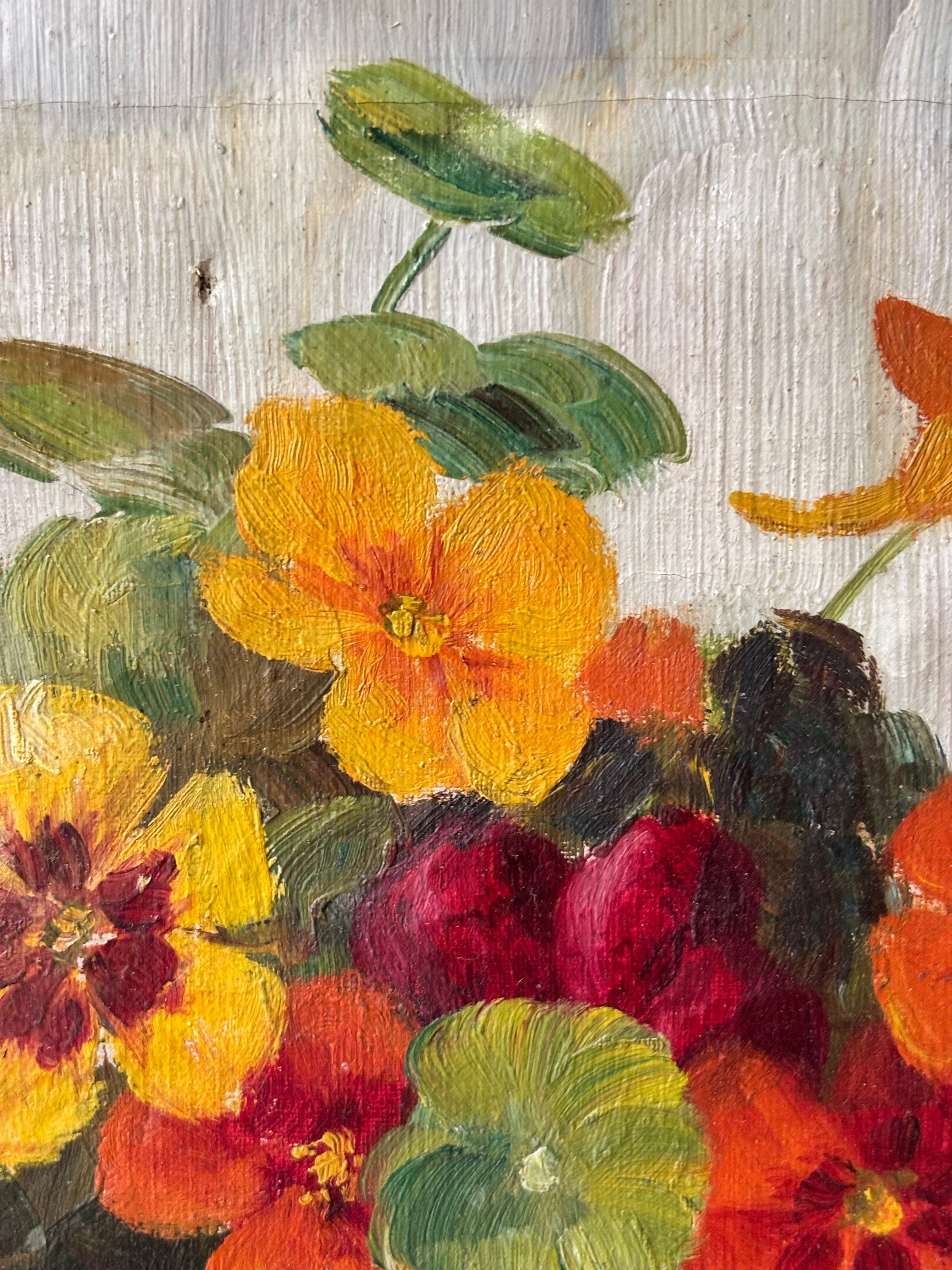 Nasturtiums in a Blue Bowl