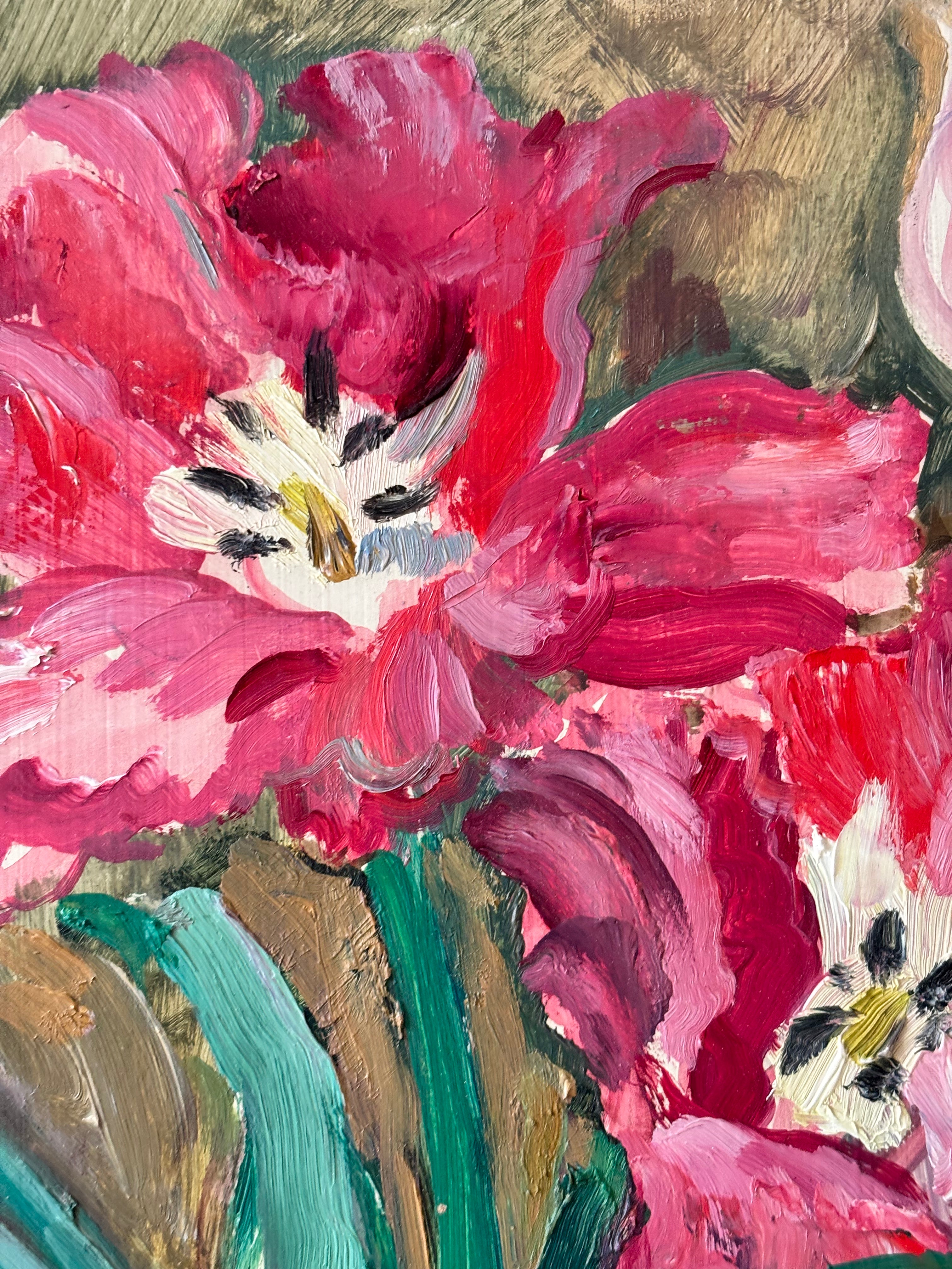 Tulips in a Blue Vase
