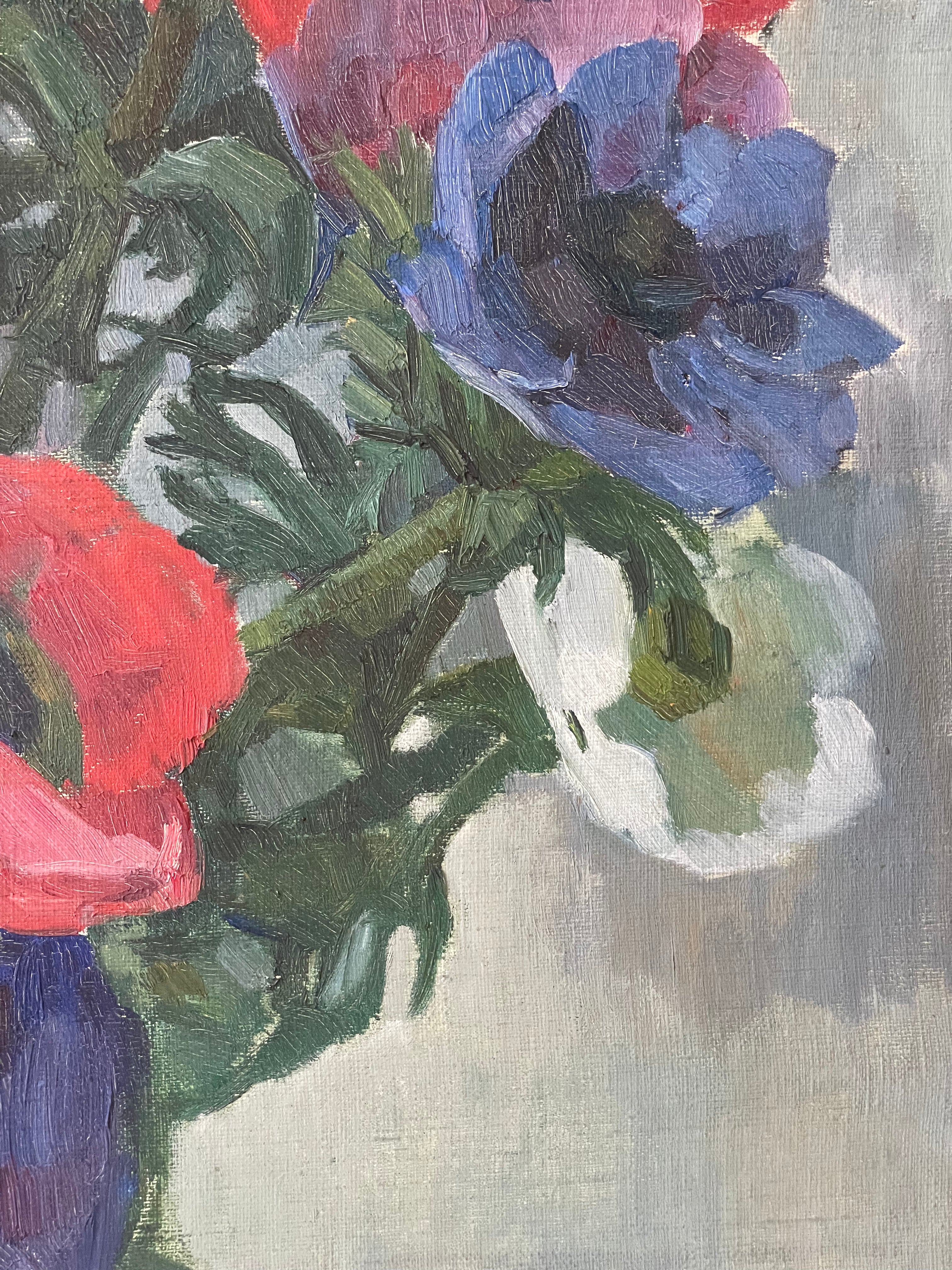 Anenomes in a Glass Vase