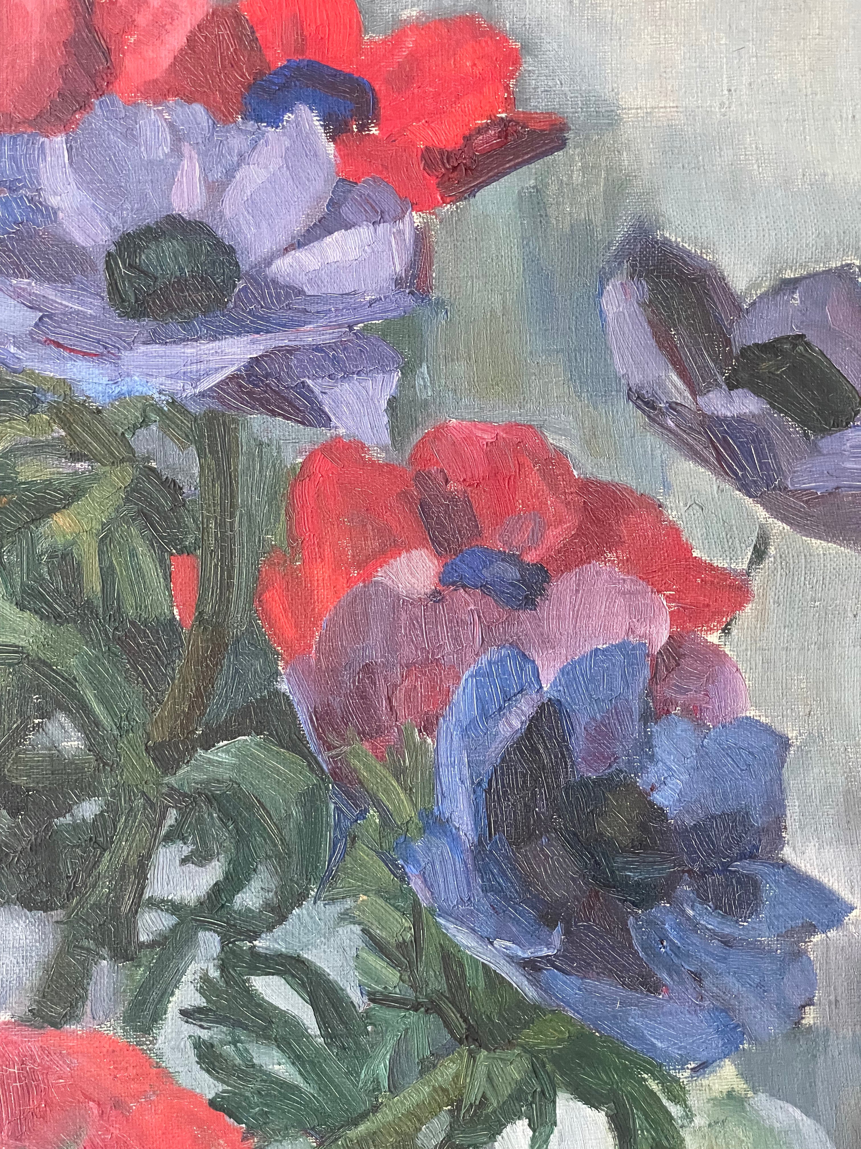 Anenomes in a Glass Vase