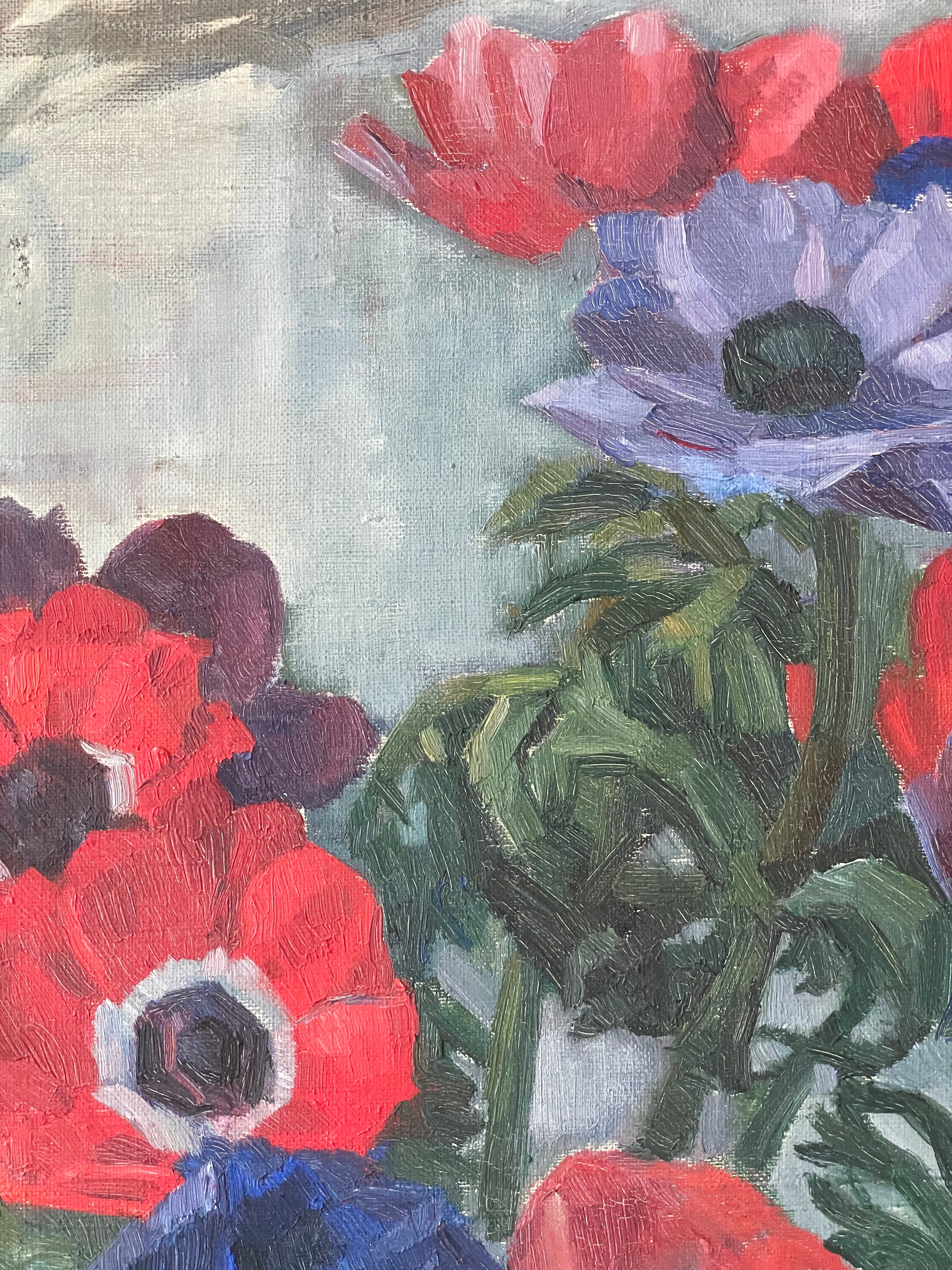 Anenomes in a Glass Vase