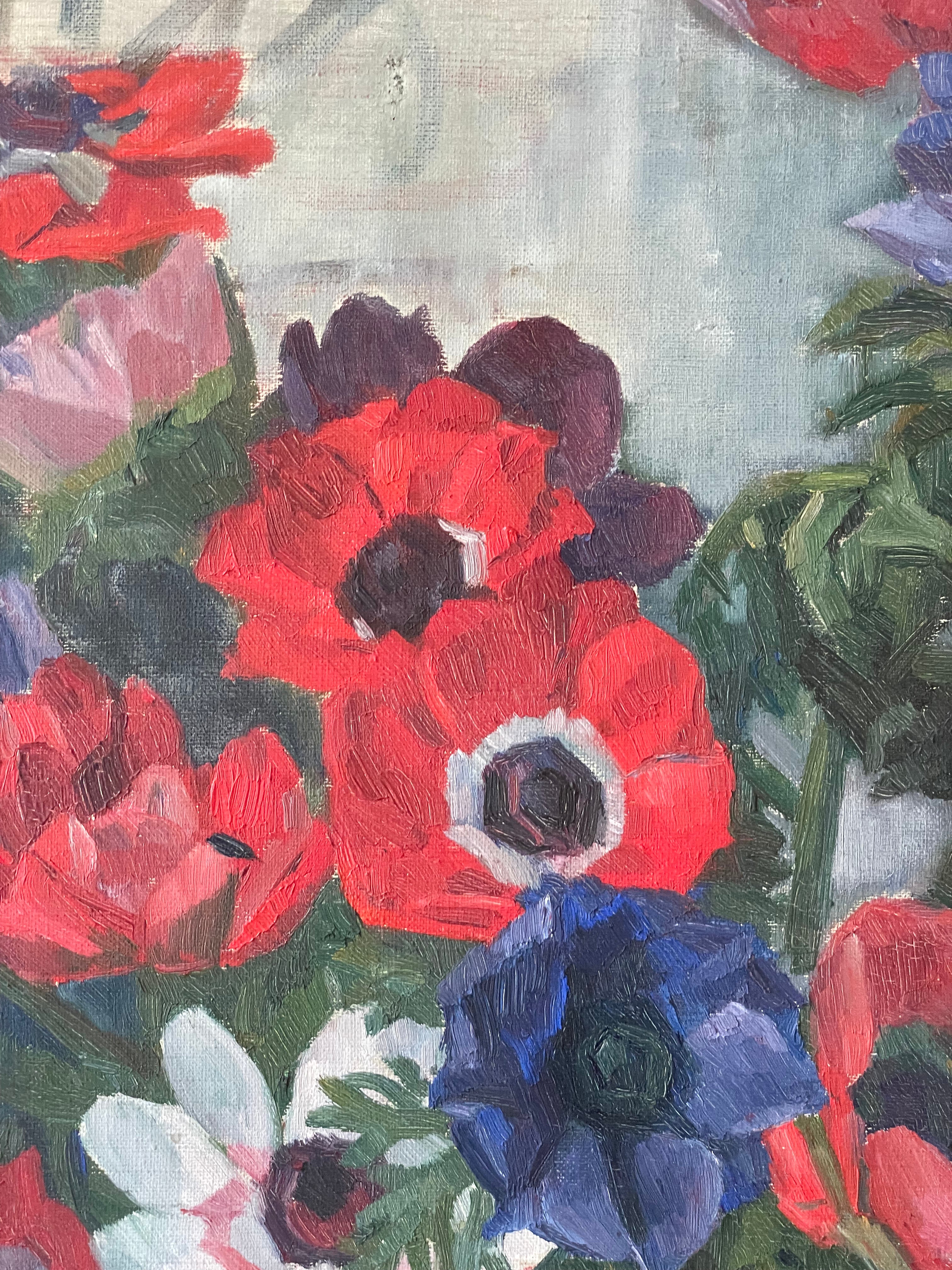 Anenomes in a Glass Vase