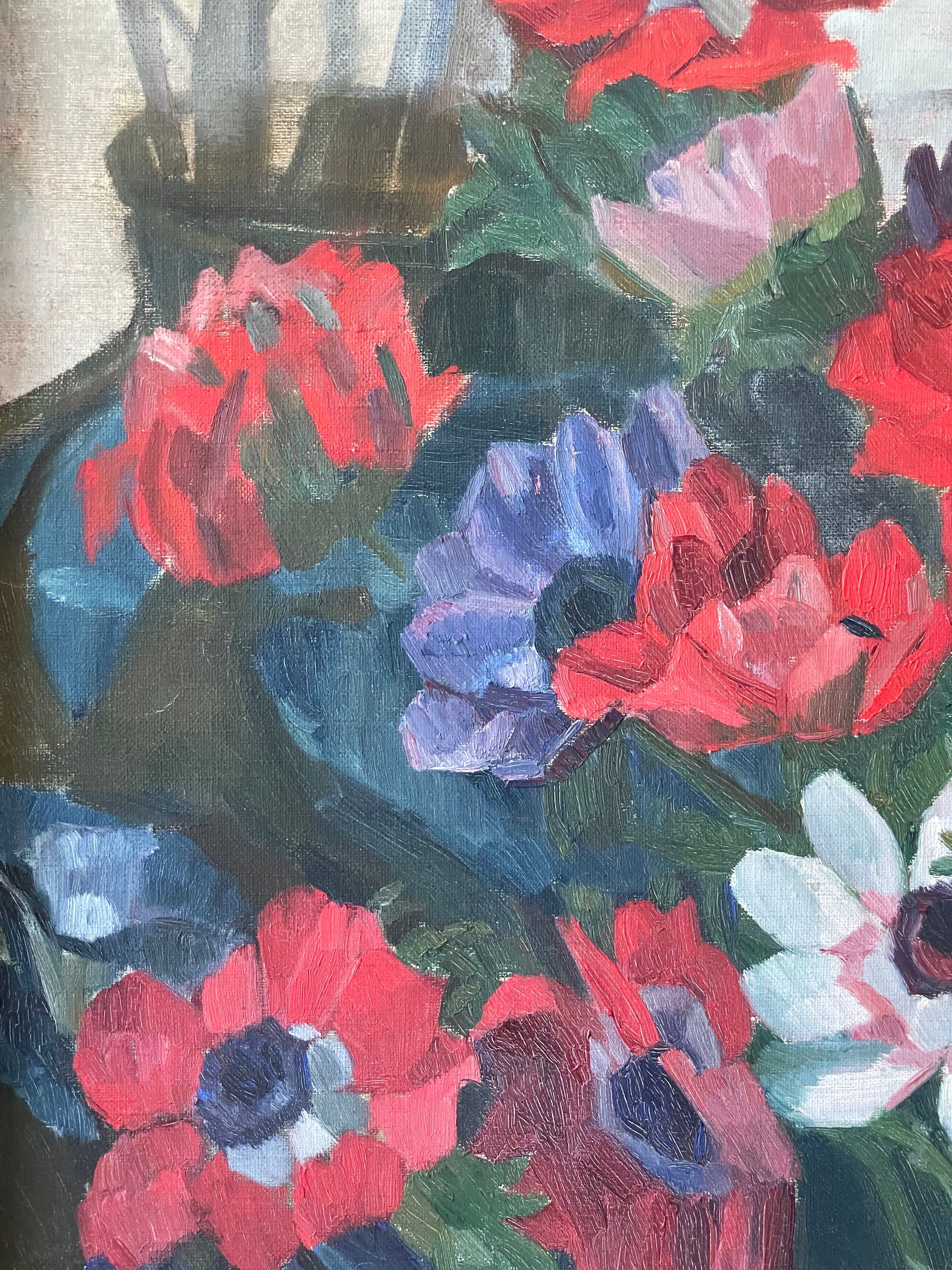 Anenomes in a Glass Vase