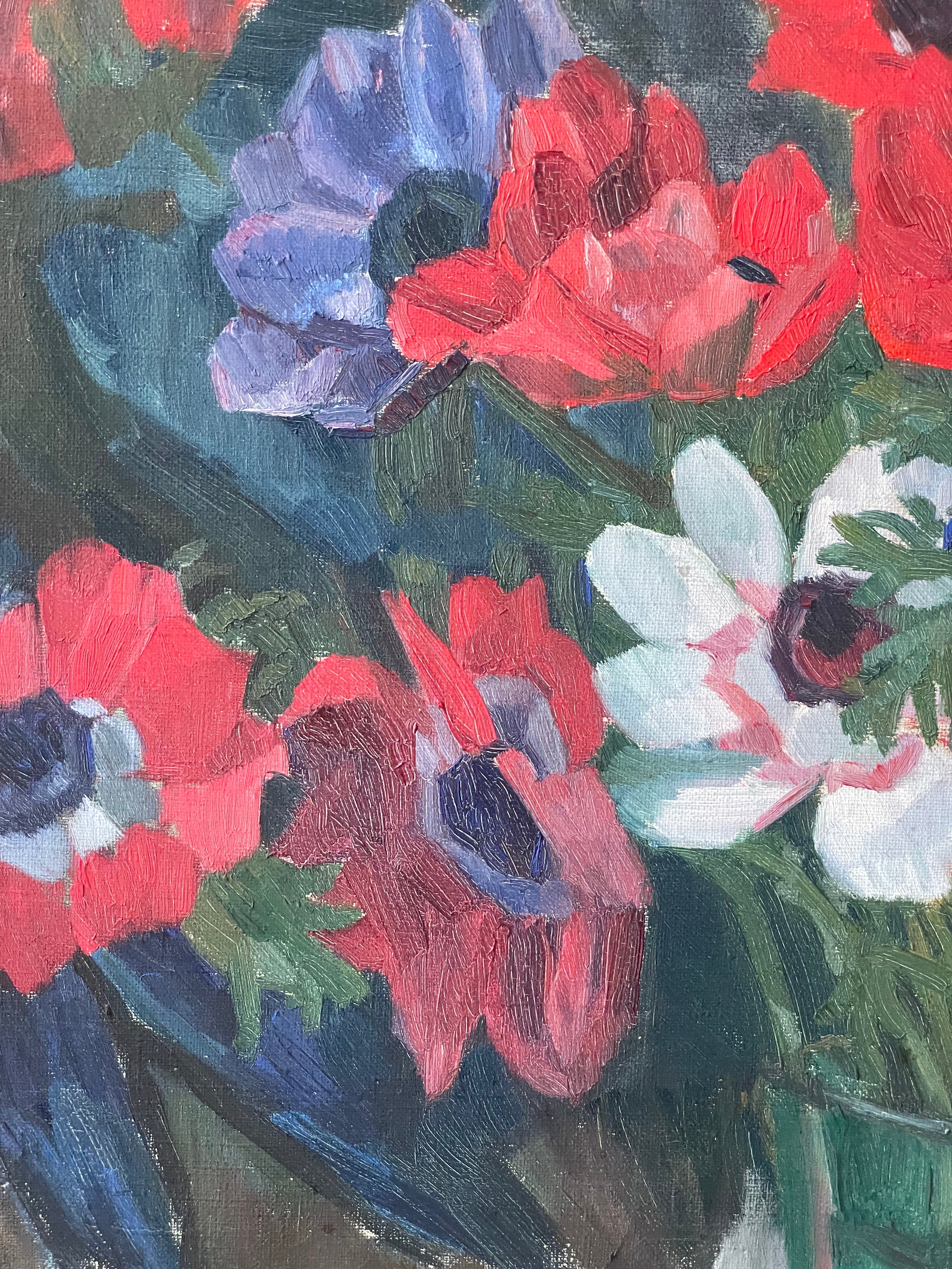 Anenomes in a Glass Vase