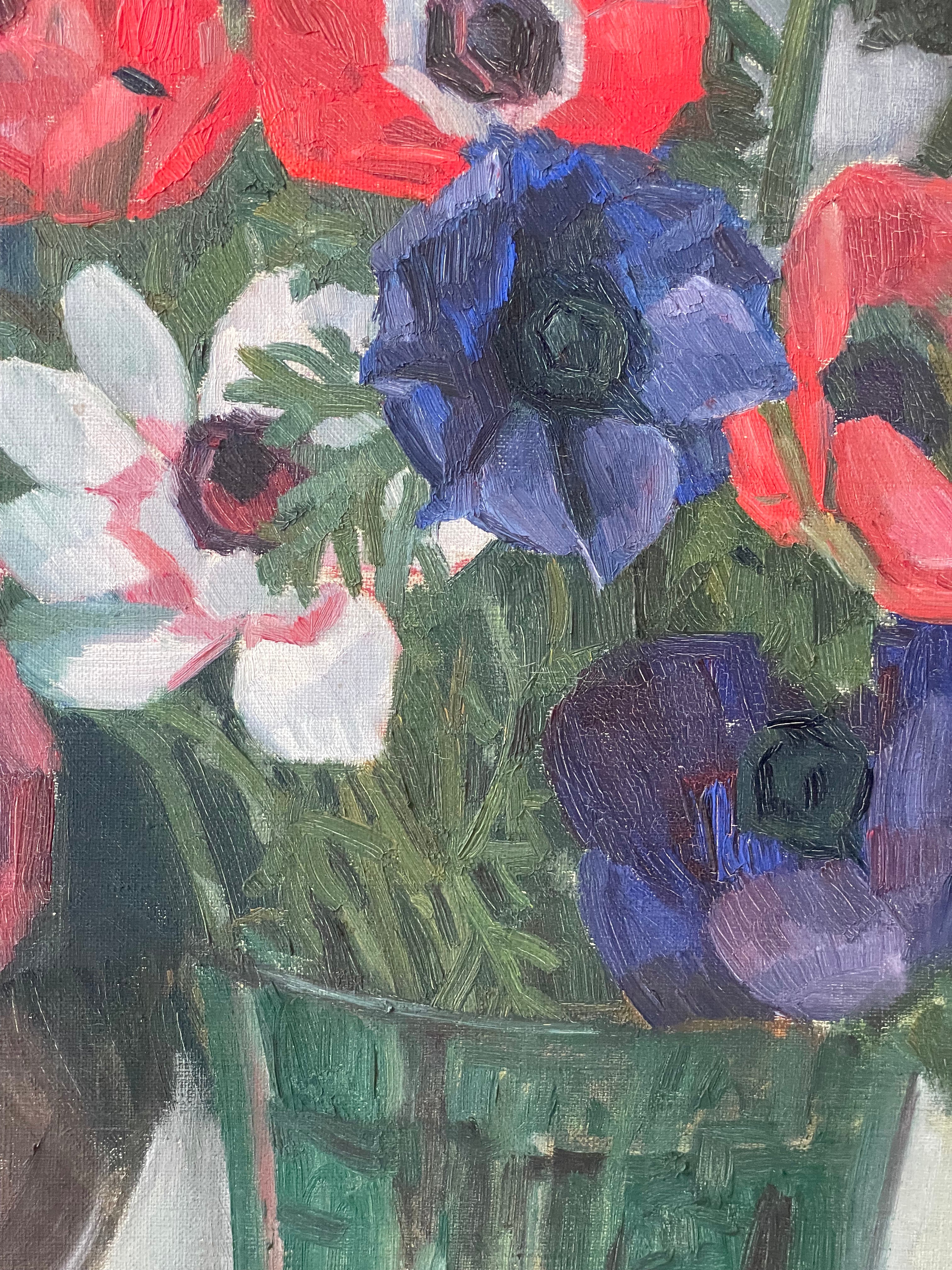 Anenomes in a Glass Vase