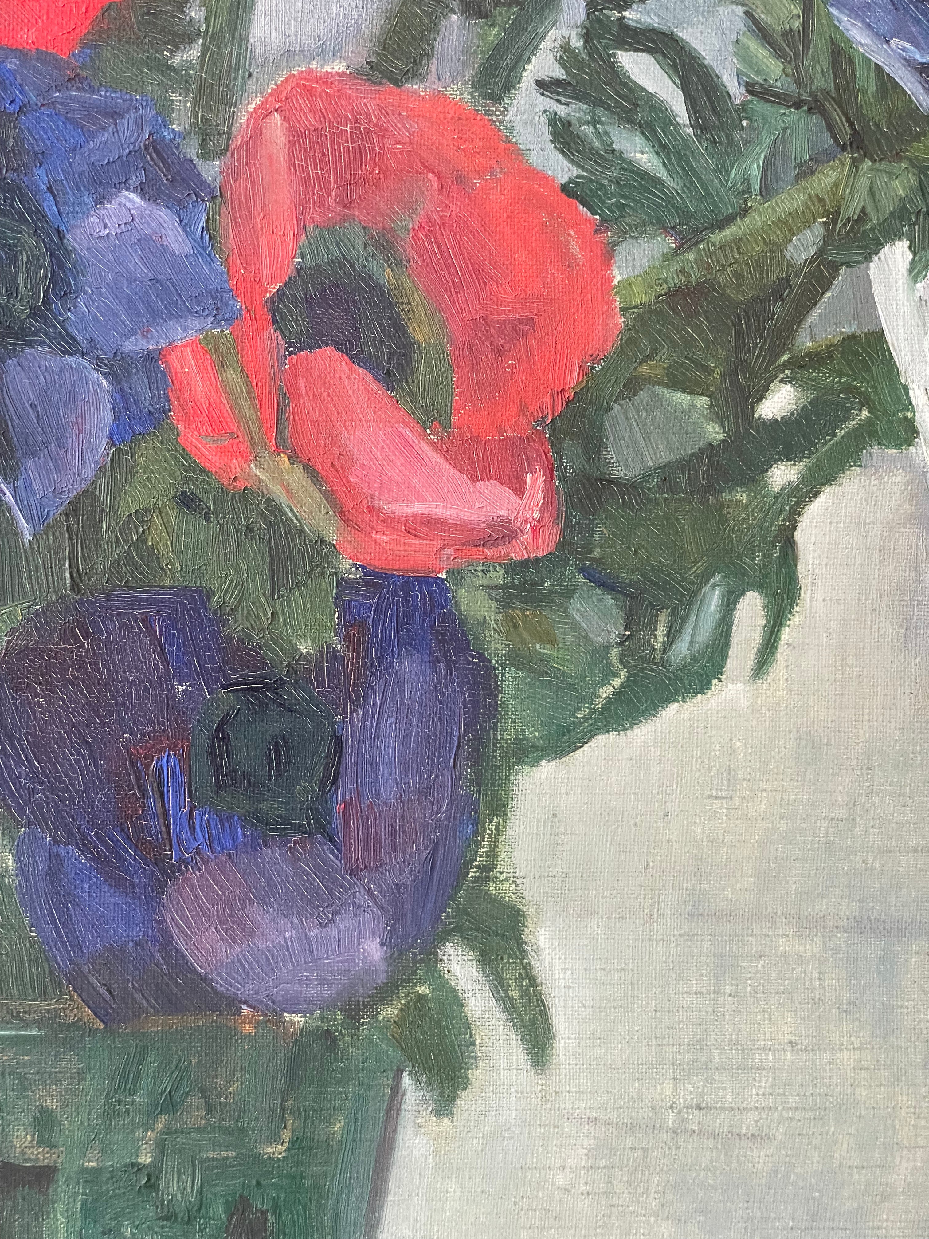 Anenomes in a Glass Vase