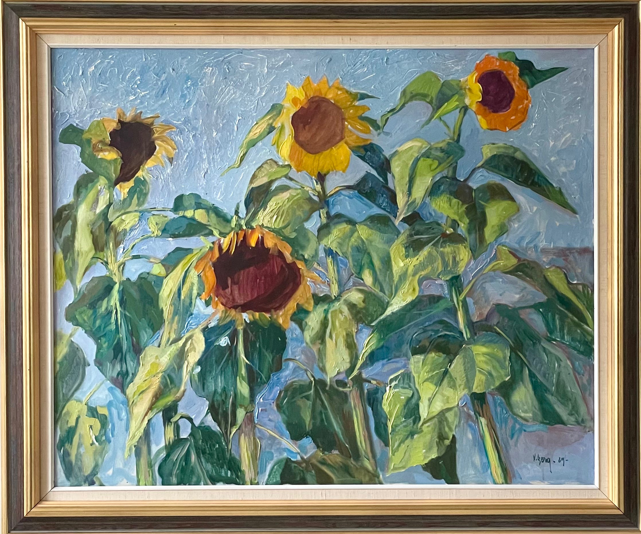 Sunflowers on Blue