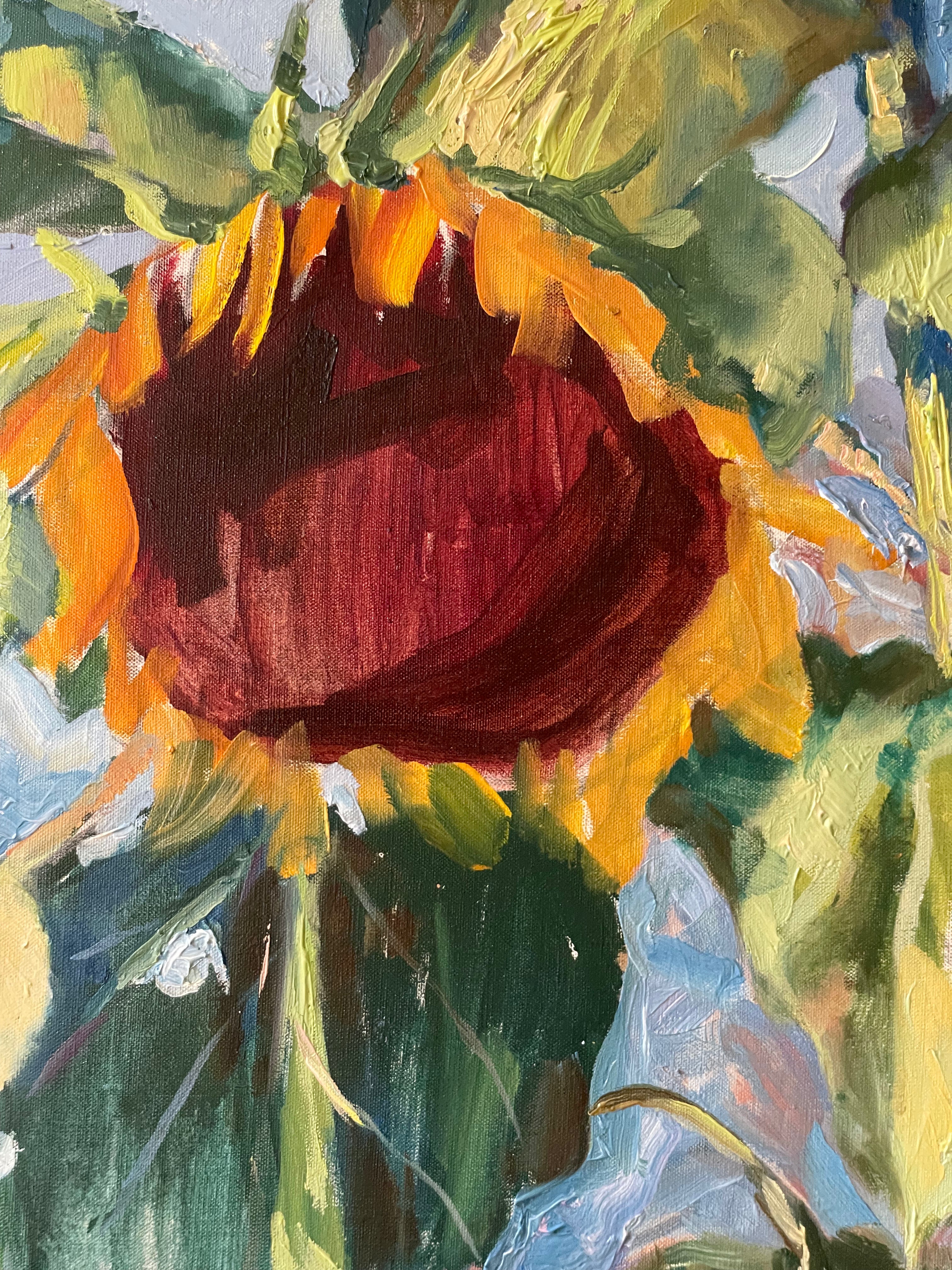 Sunflowers on Blue