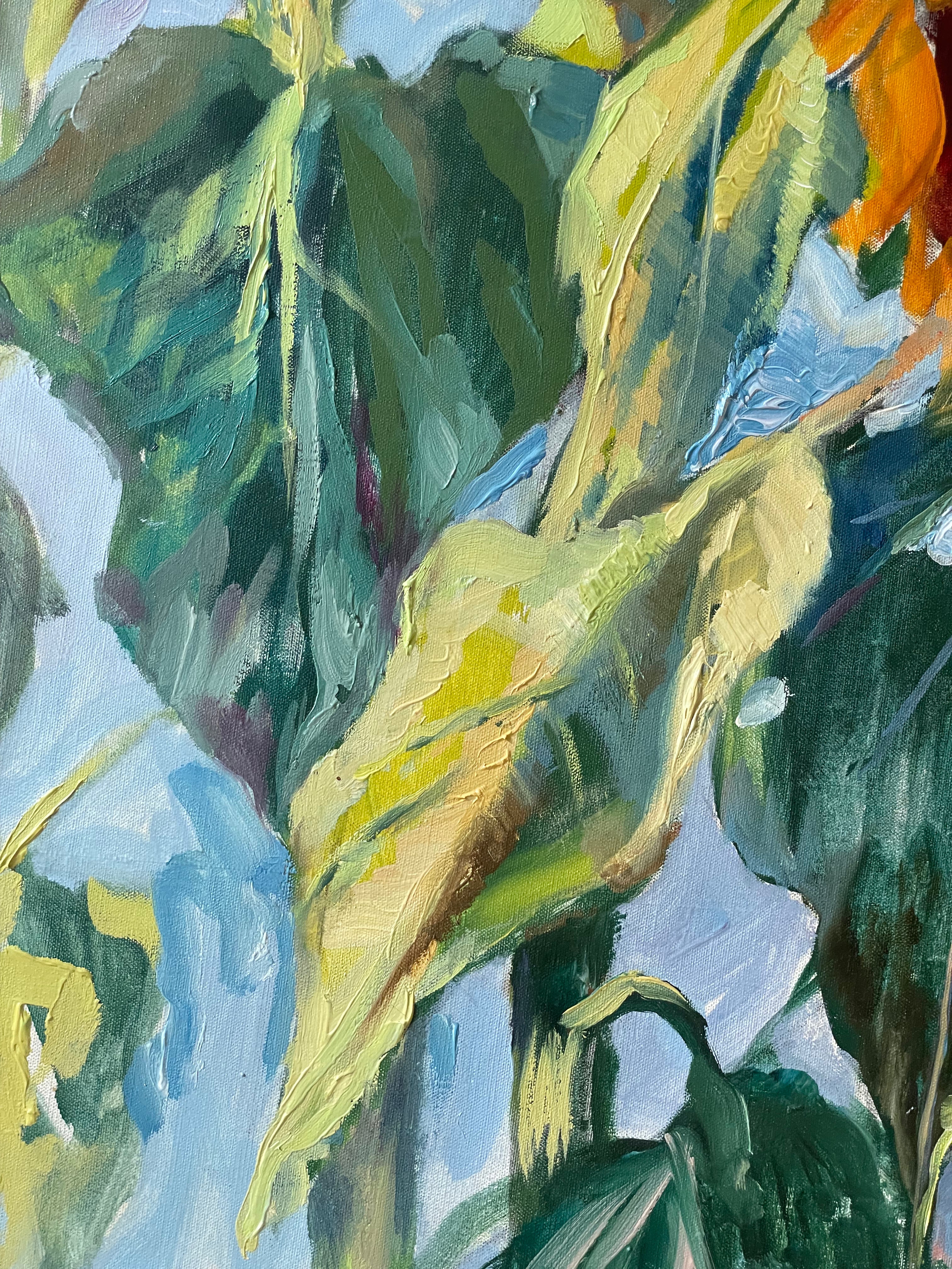 Sunflowers on Blue