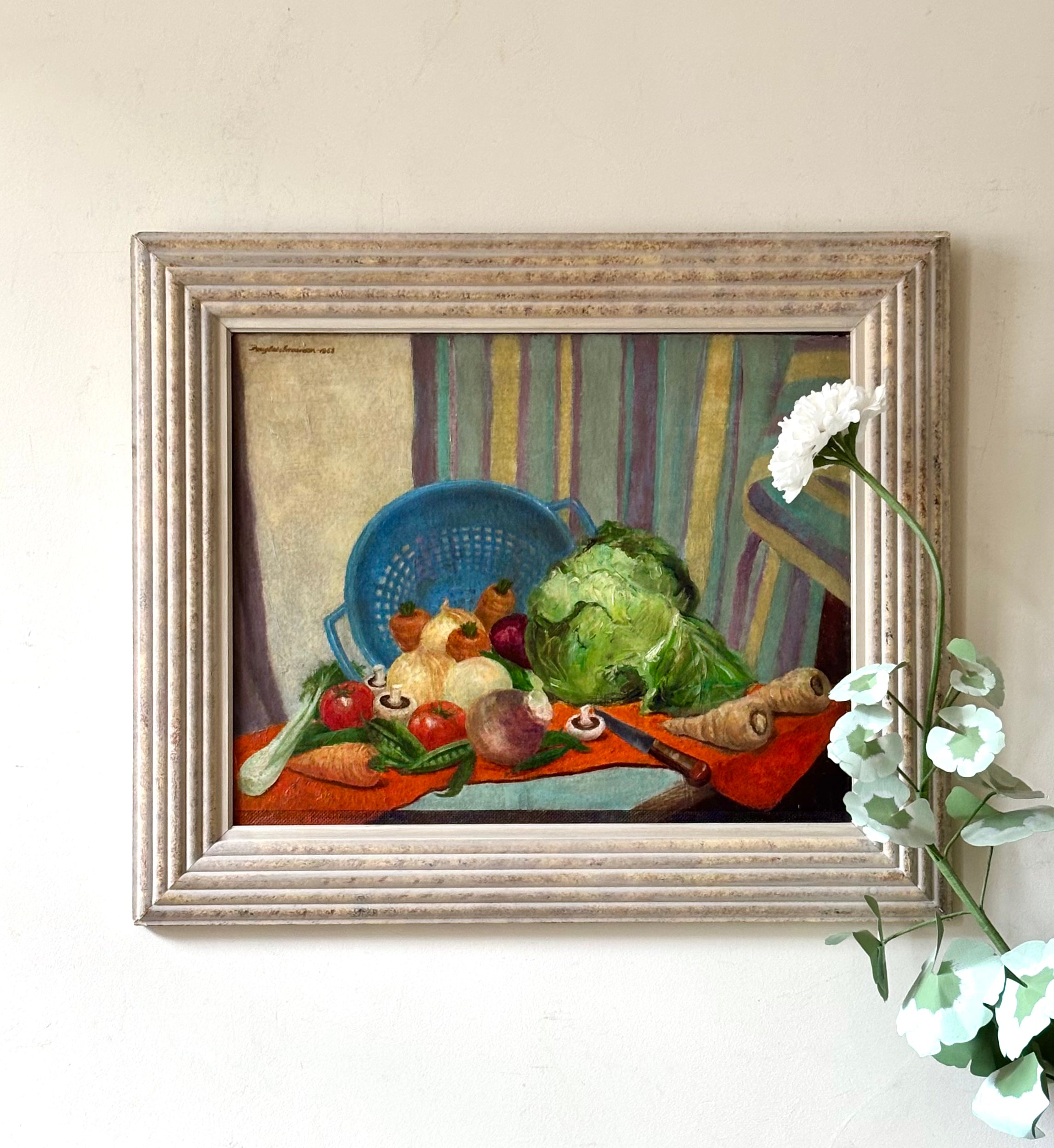 Vegetables with a Blue Colander