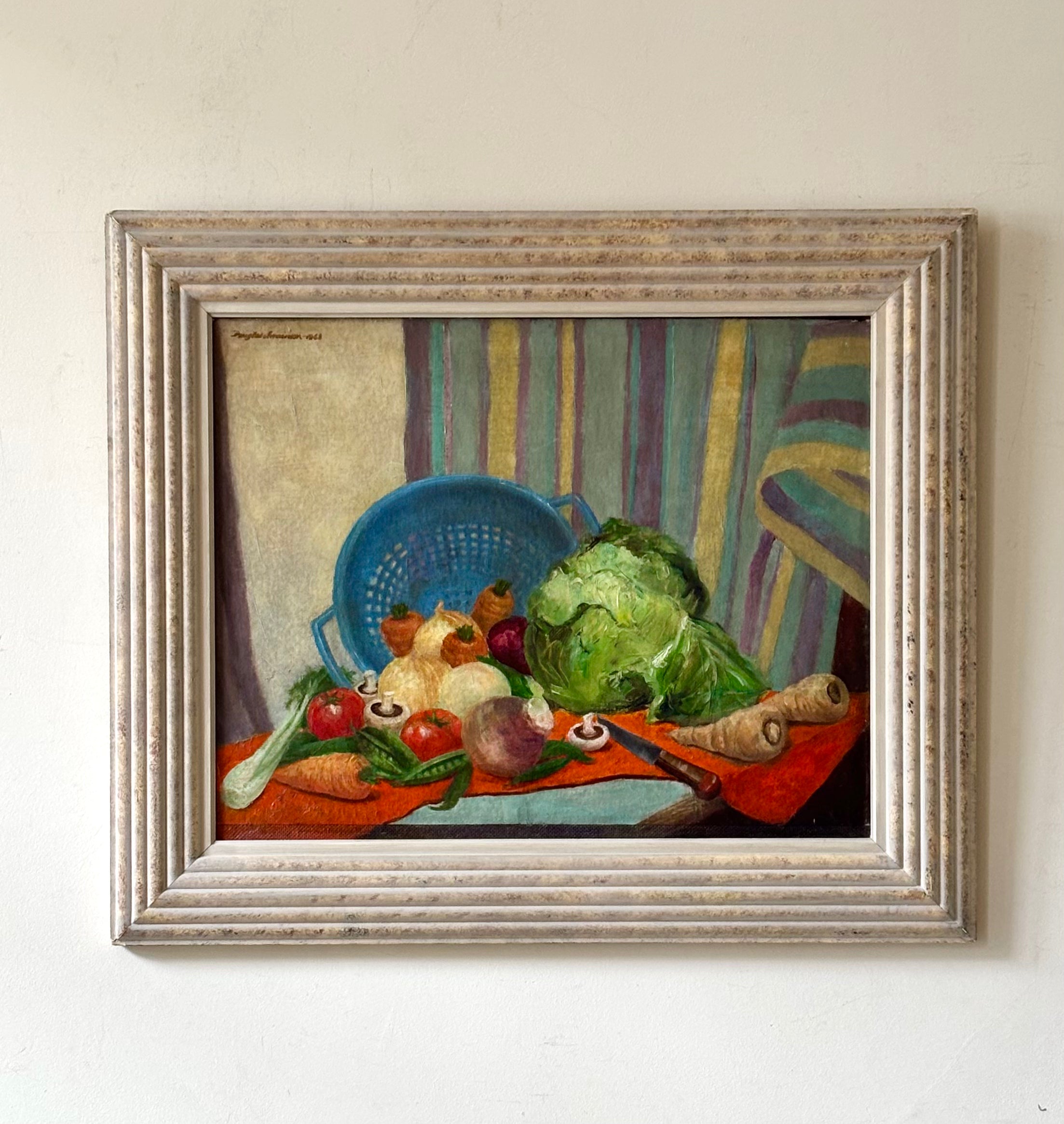 Vegetables with a Blue Colander