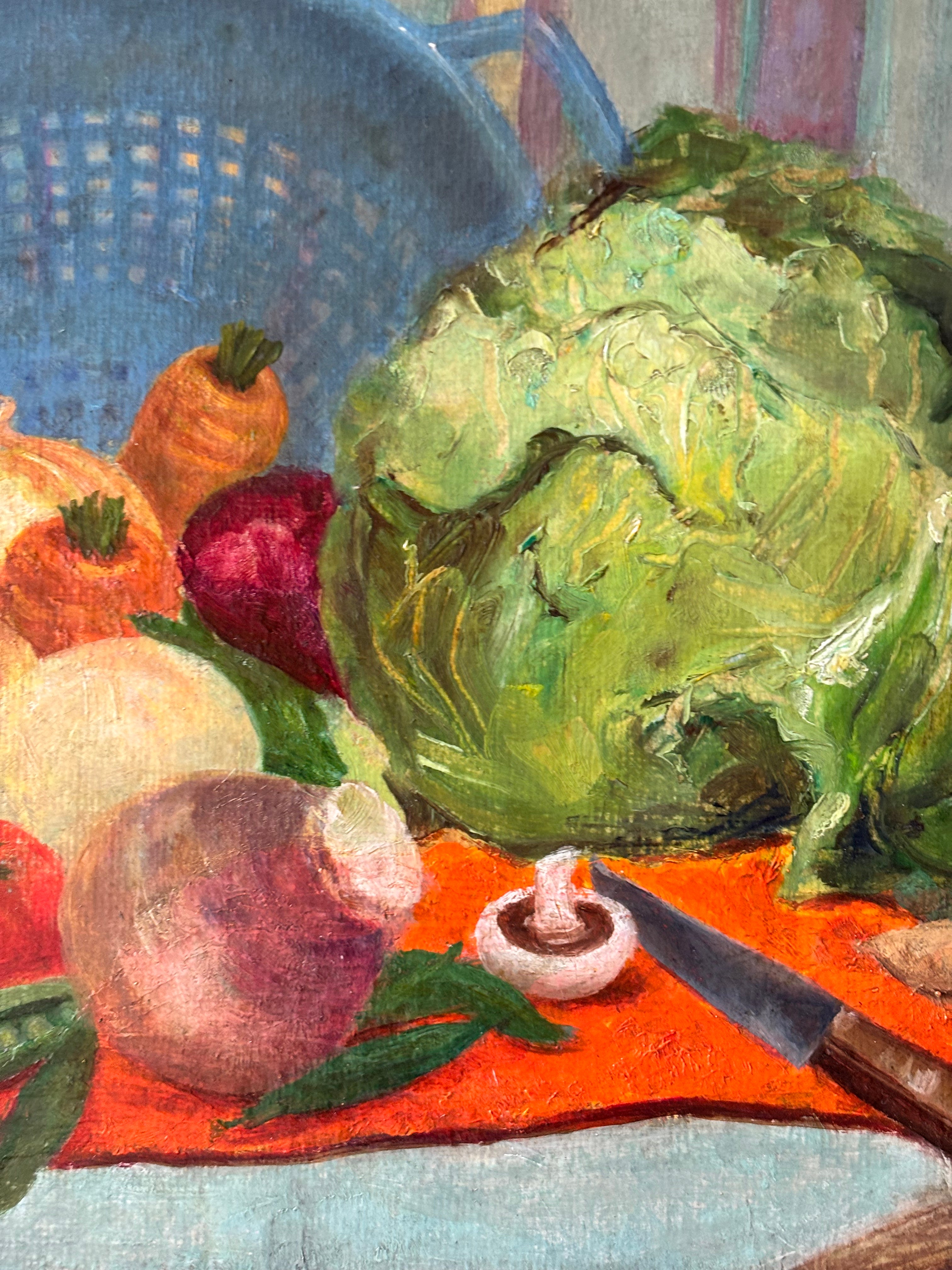 Vegetables with a Blue Colander