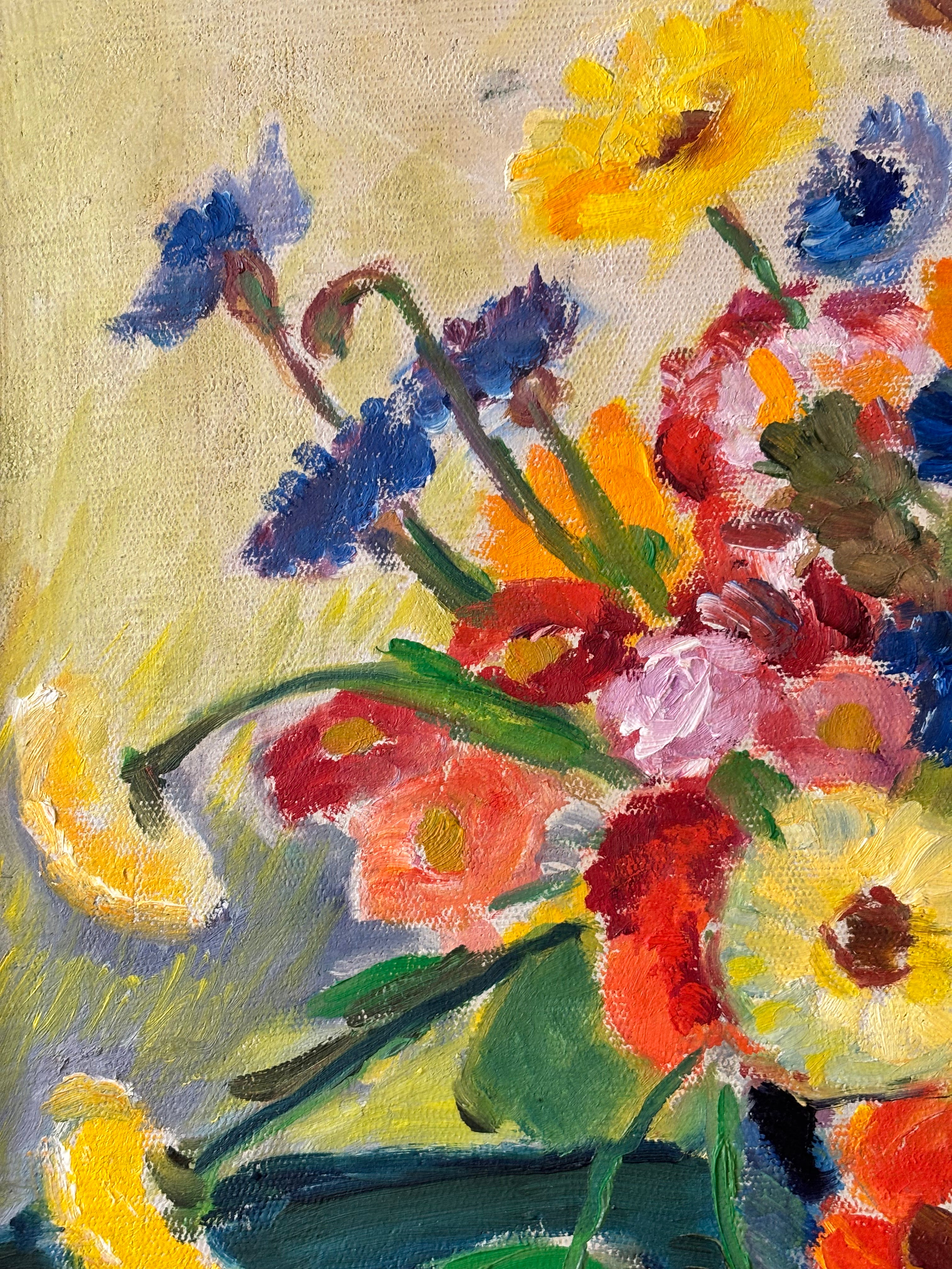 Summer Flowers in a Green Vase