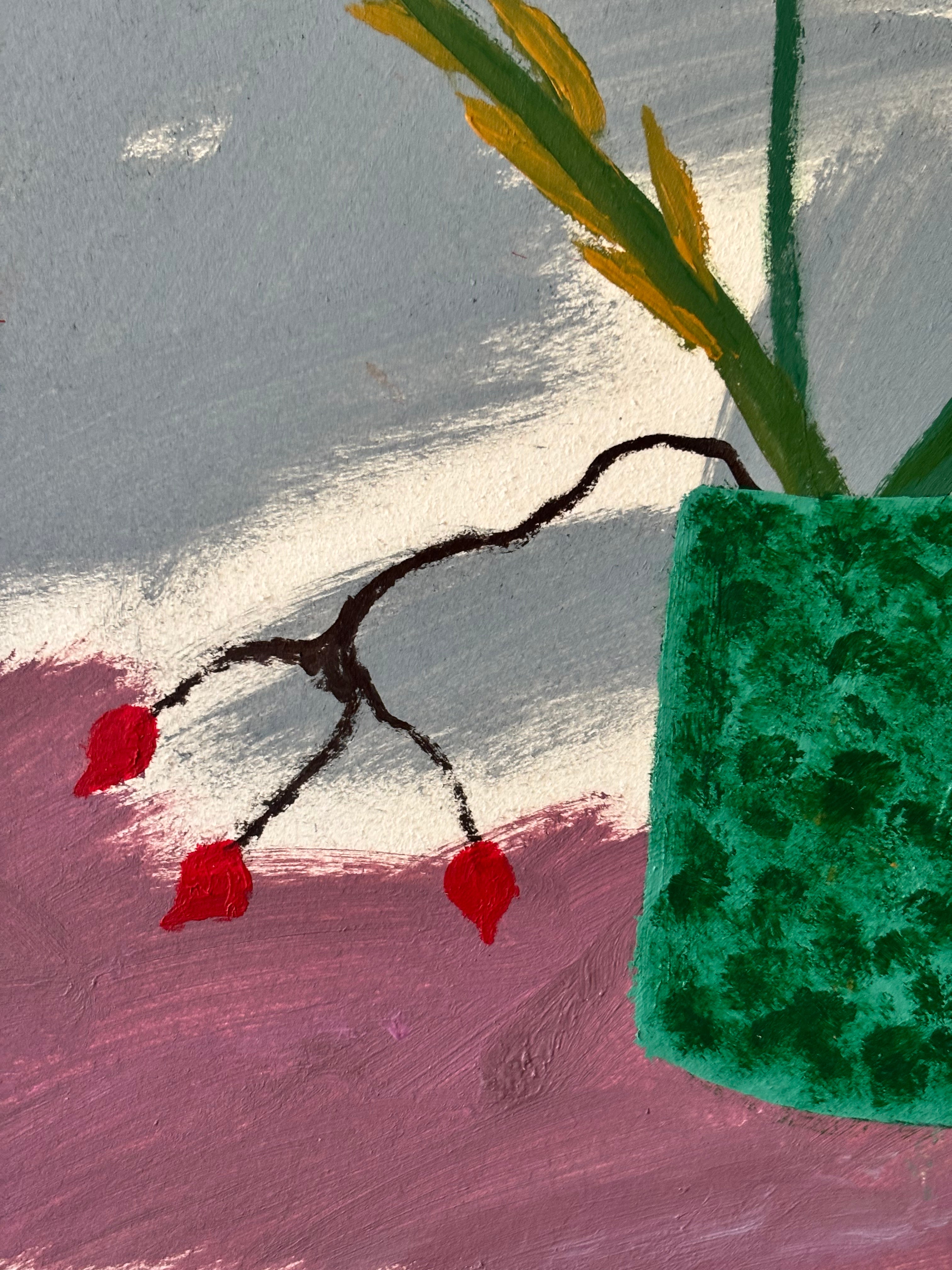 Spring Flowers in a Blue and Green Vase