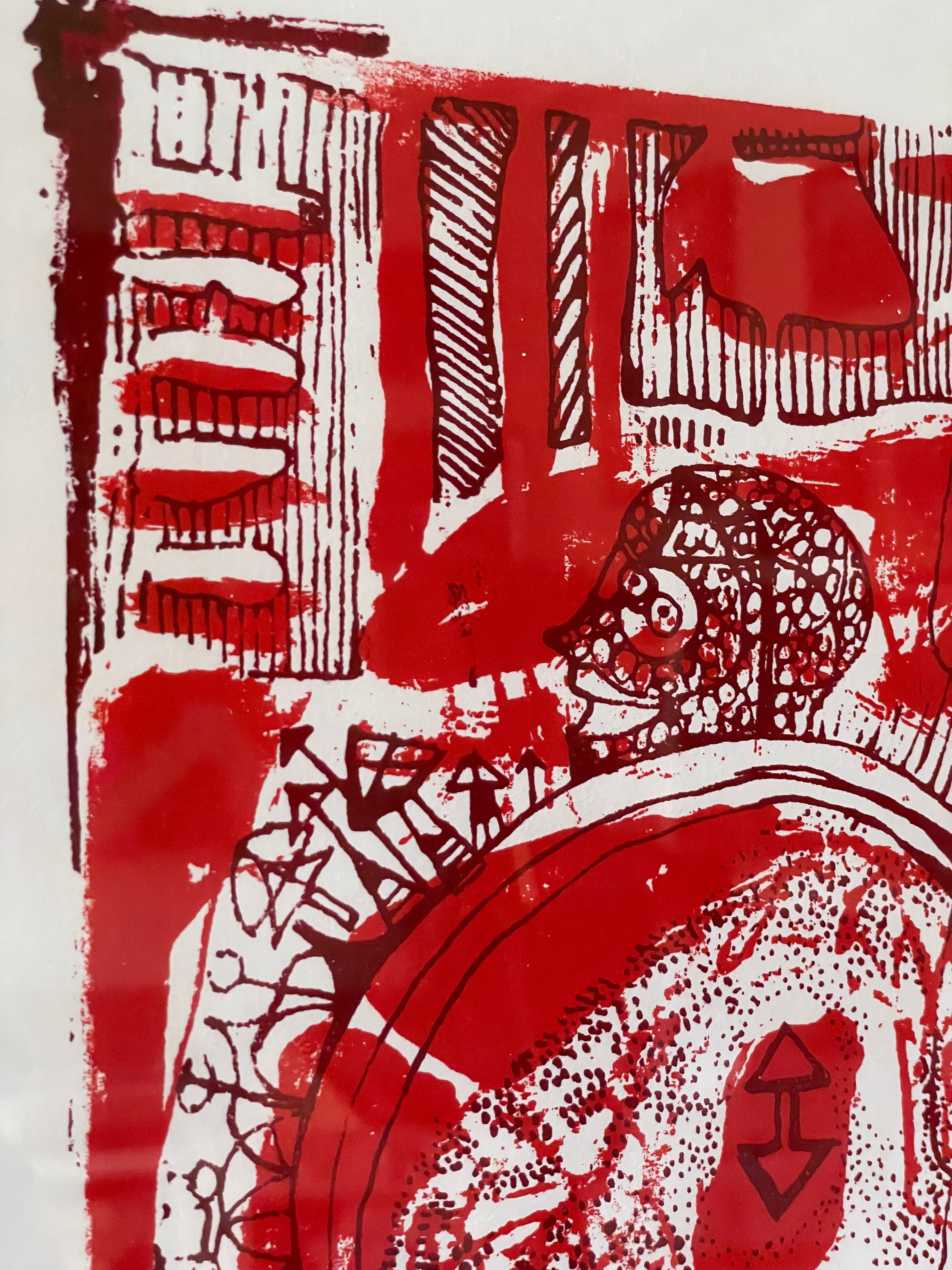 Red and White Abstract
