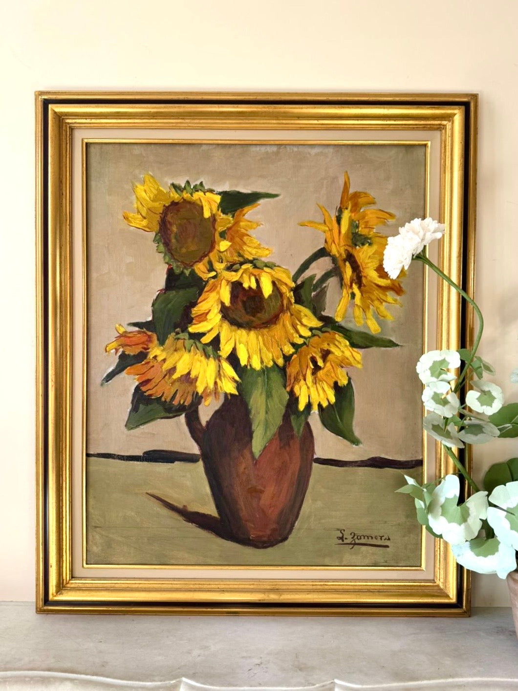 Sunflowers in a Clay Jug