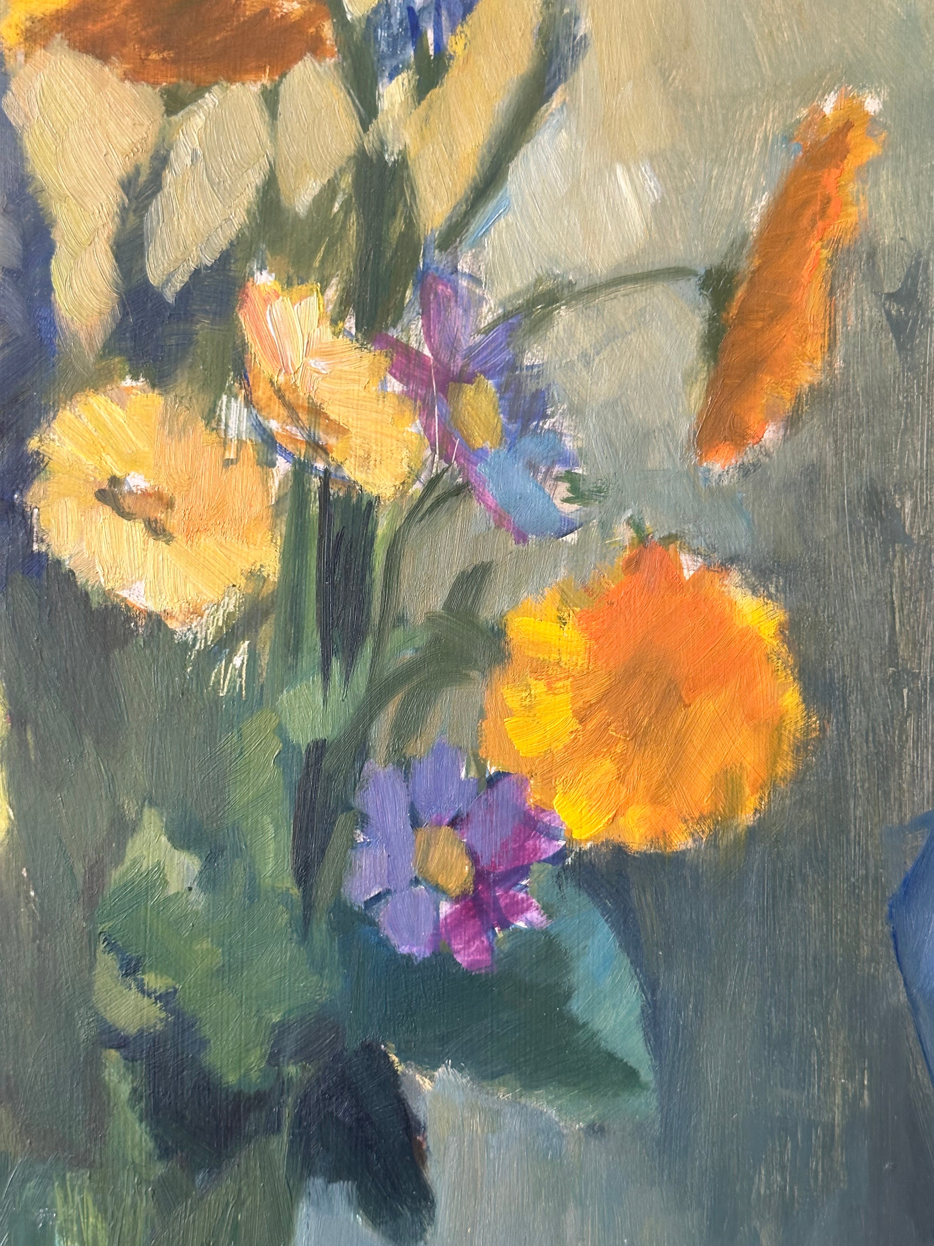Flowers in A Green Vase