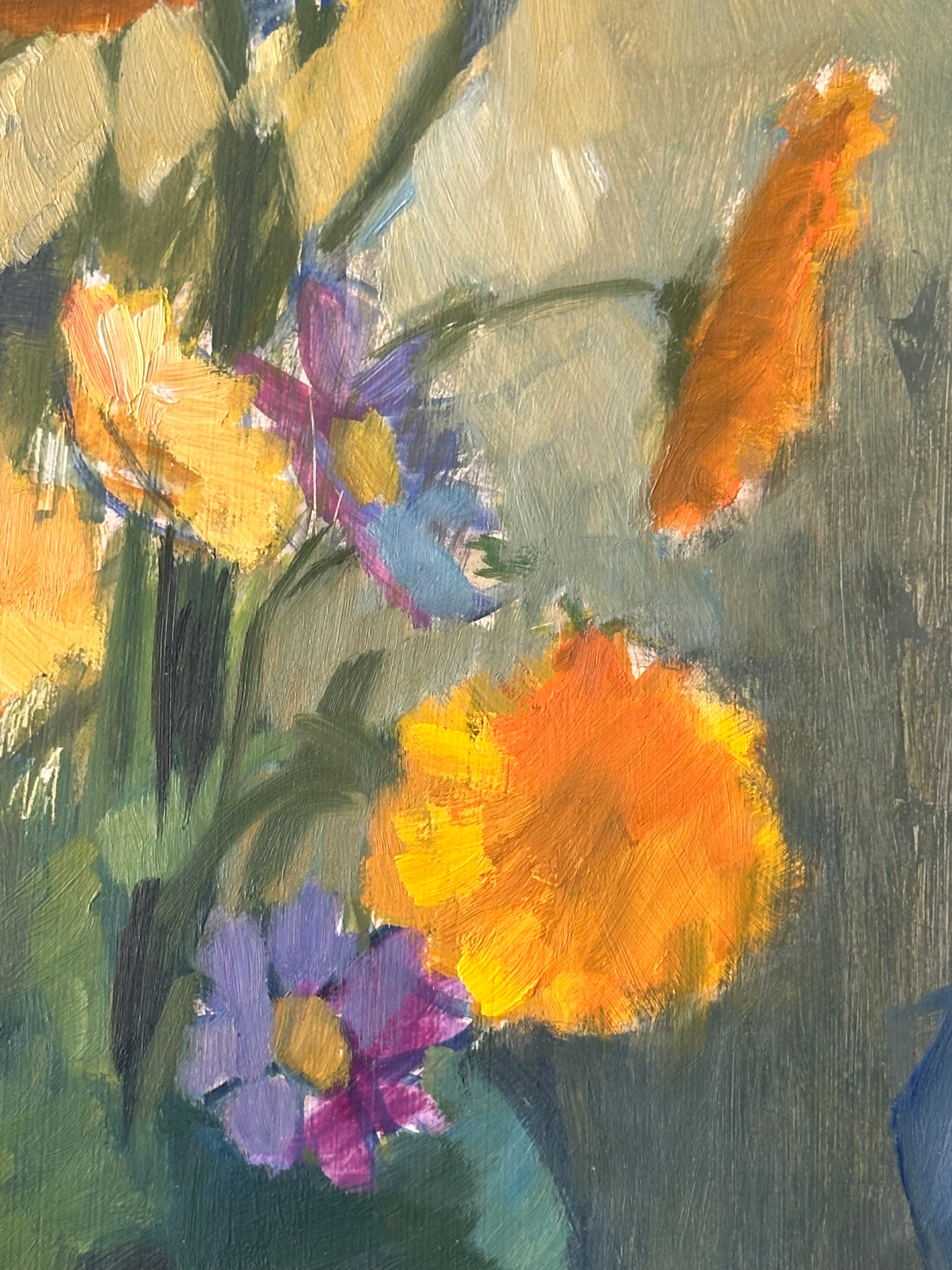 Flowers in A Green Vase
