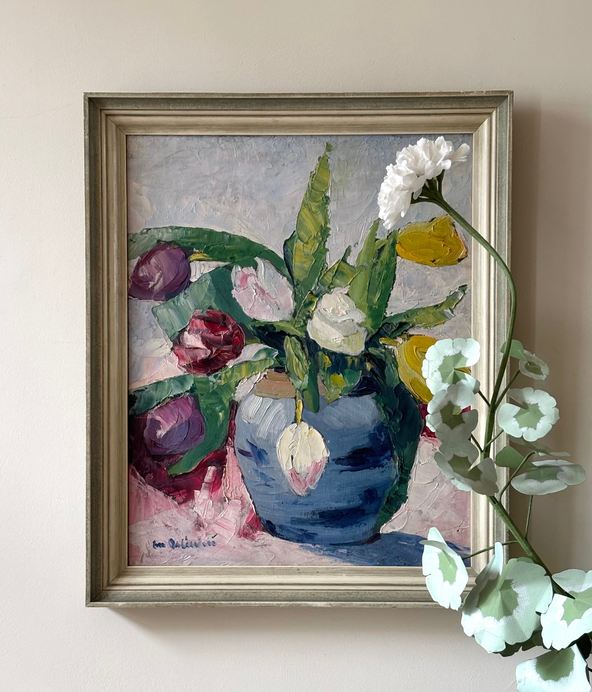 Tulips in a Blue Vase