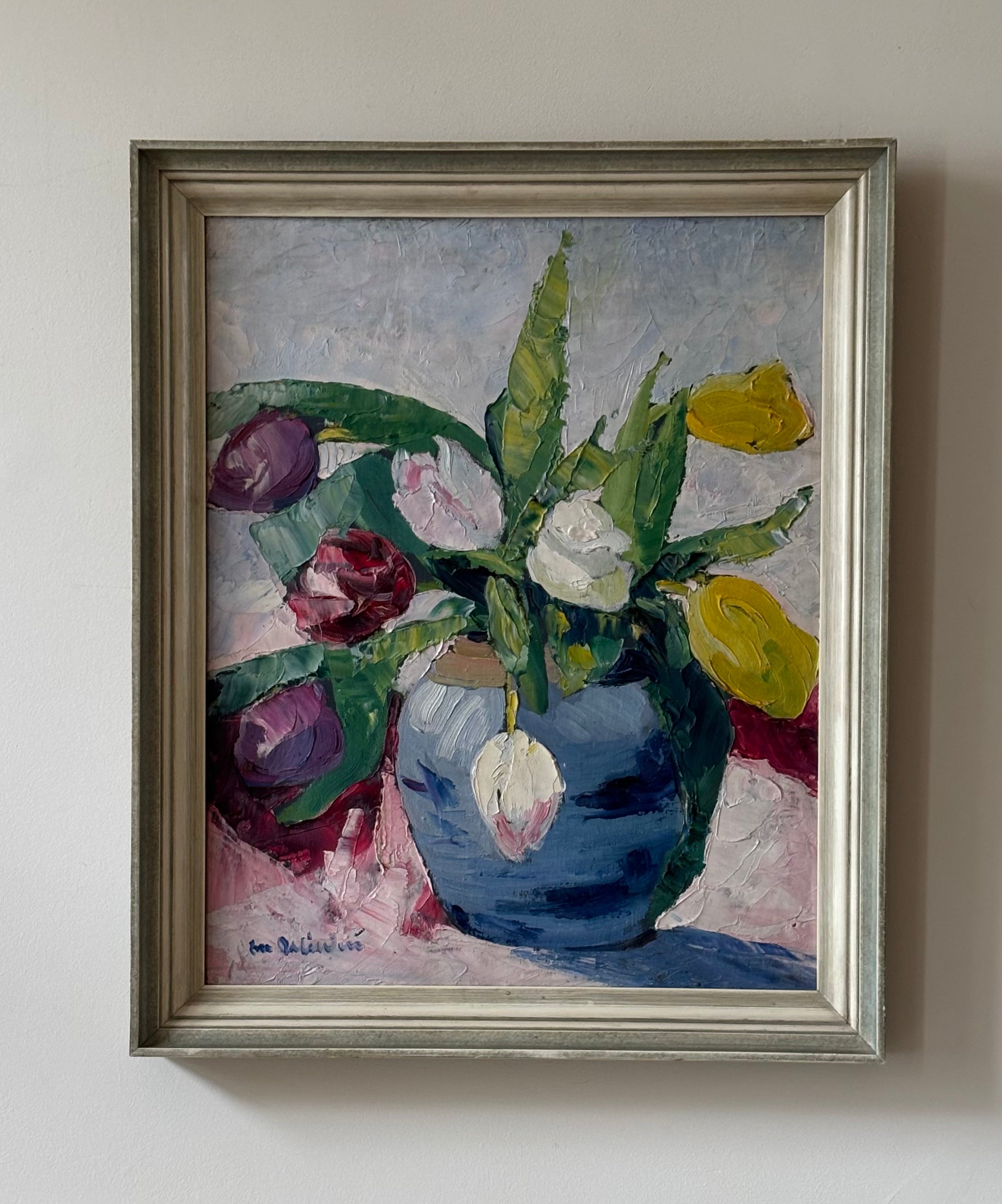 Tulips in a Blue Vase