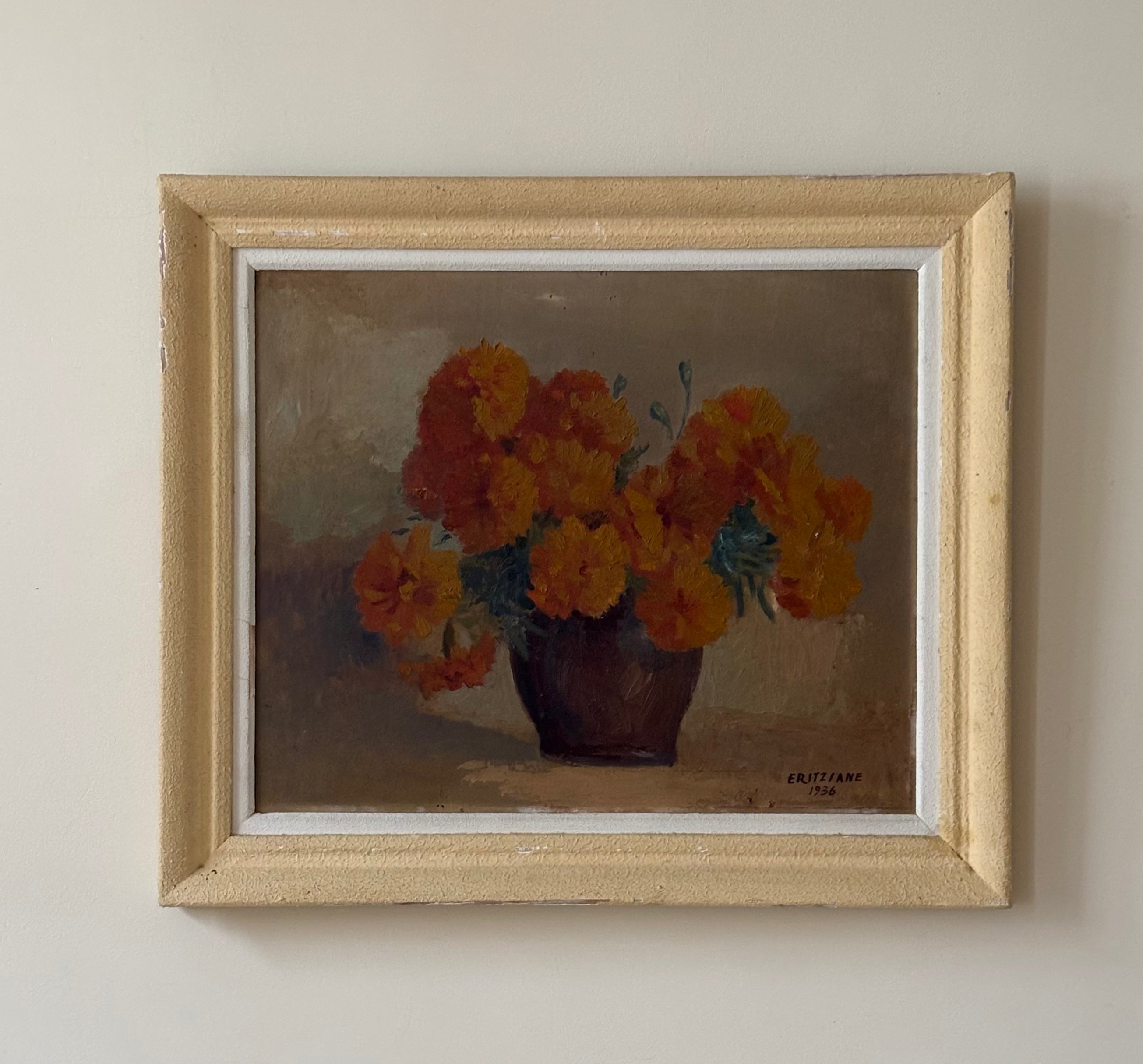 Marigolds in a Clay Jug