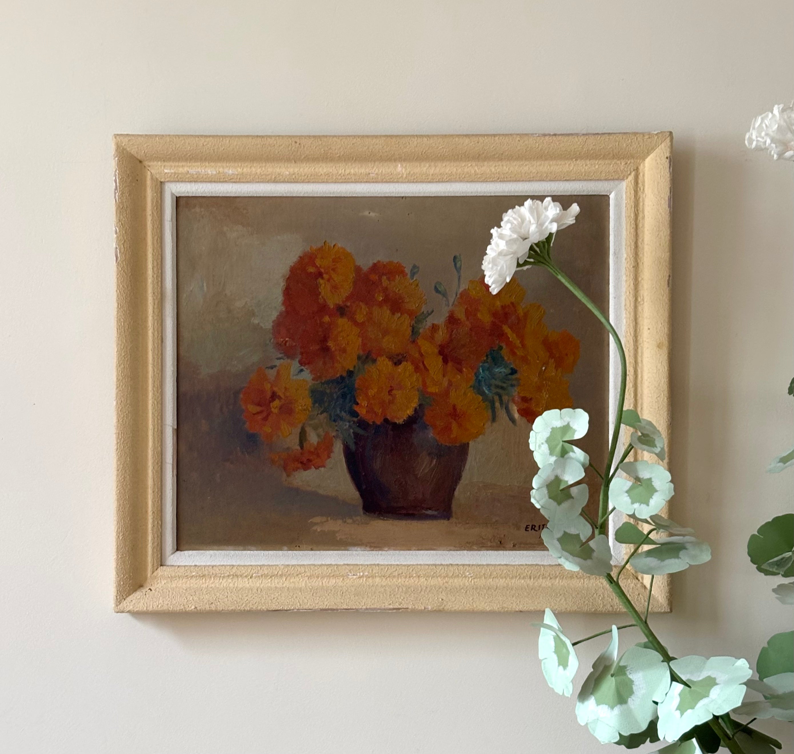 Marigolds in a Clay Jug
