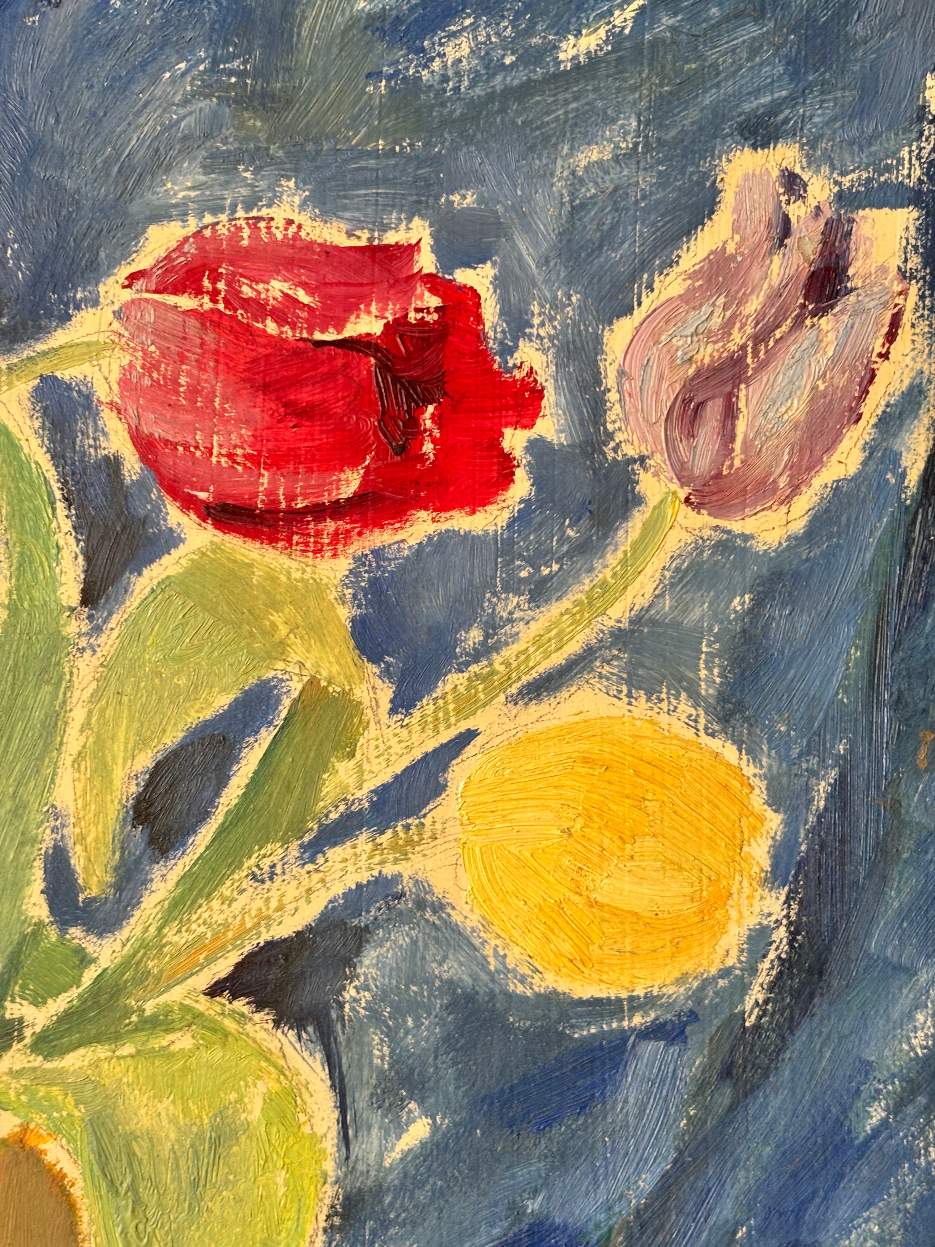 Tulips on Blue