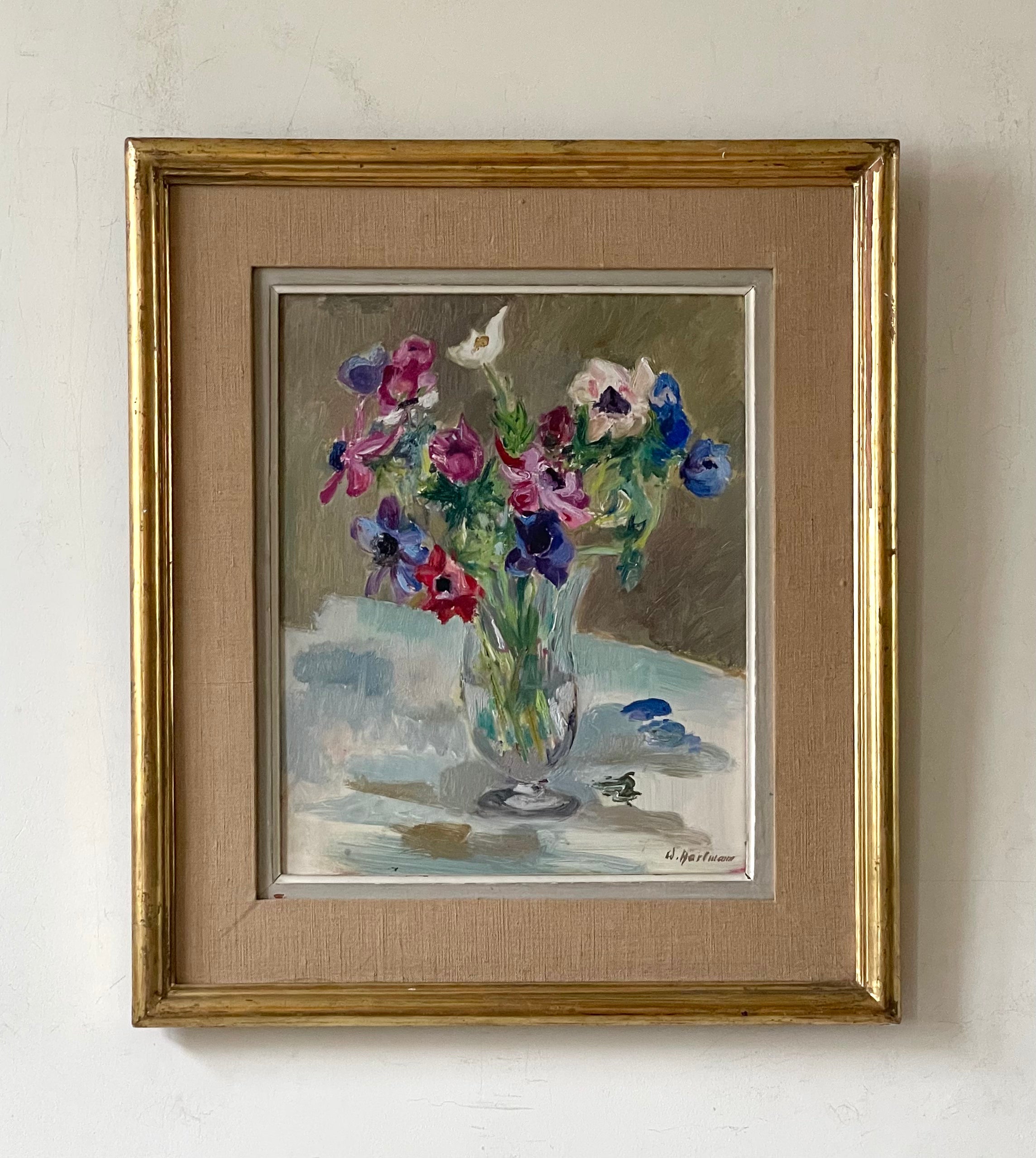 Anemones in a Glass Vase